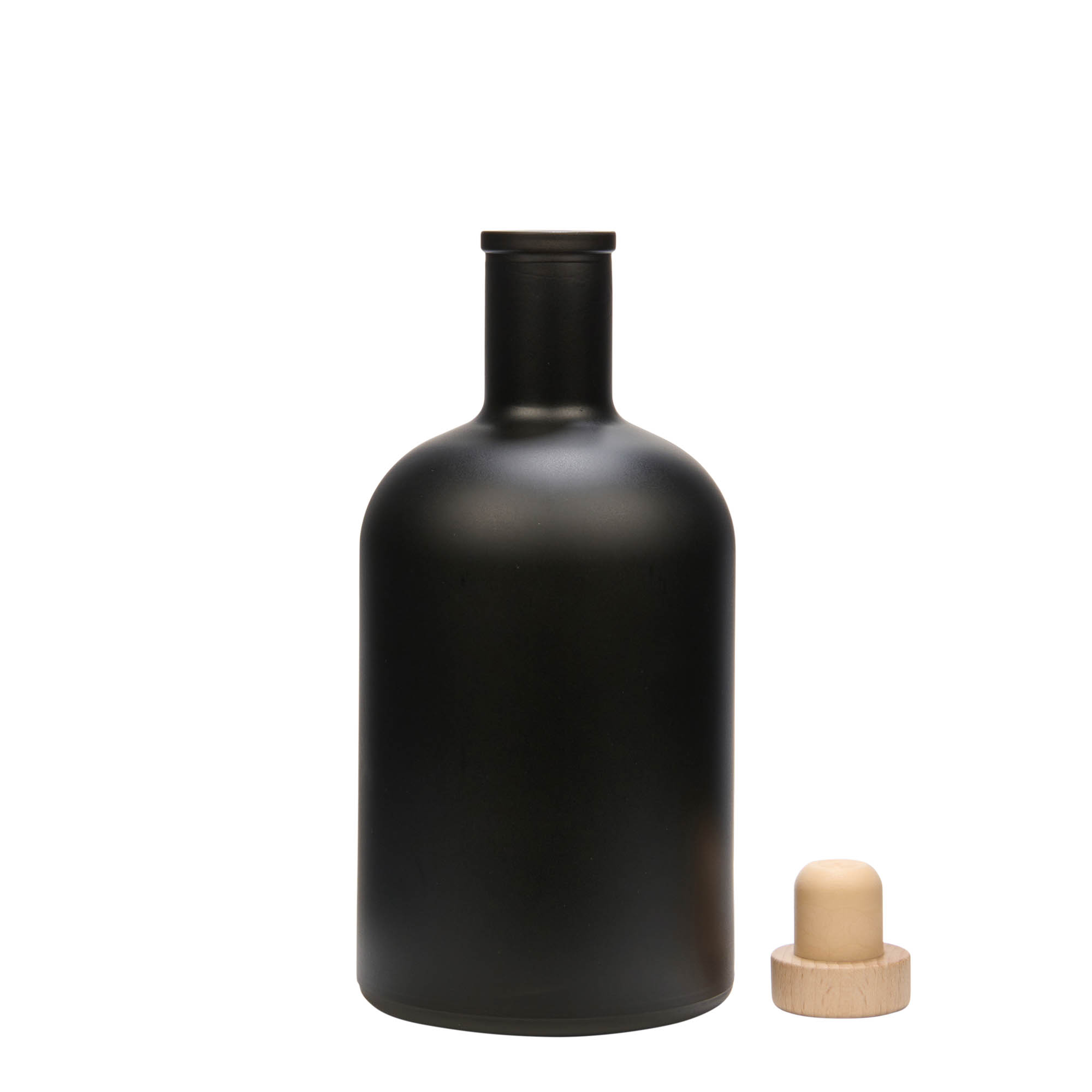 Botella de vidrio de 700 ml «Gerardino», negra, boca: corcho