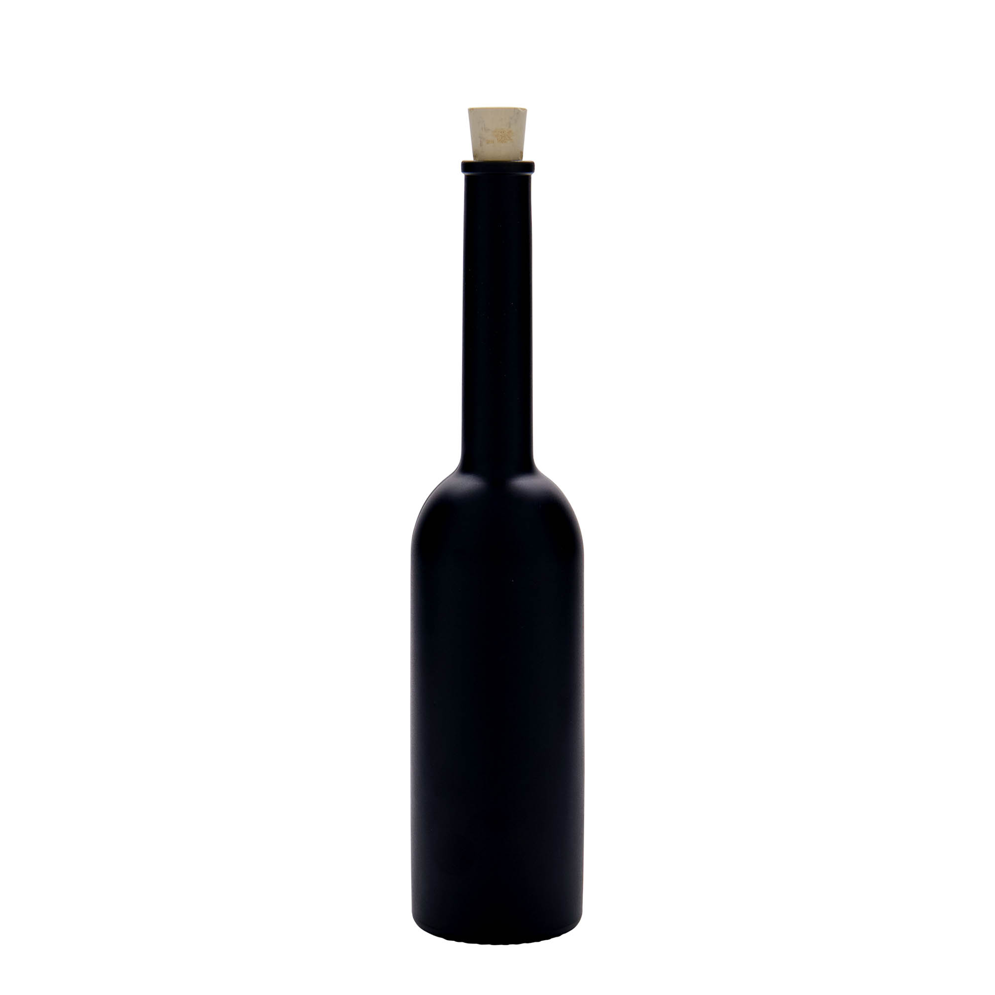 Botella de cristal de 200 ml 'Opera', negra, boca: corcho