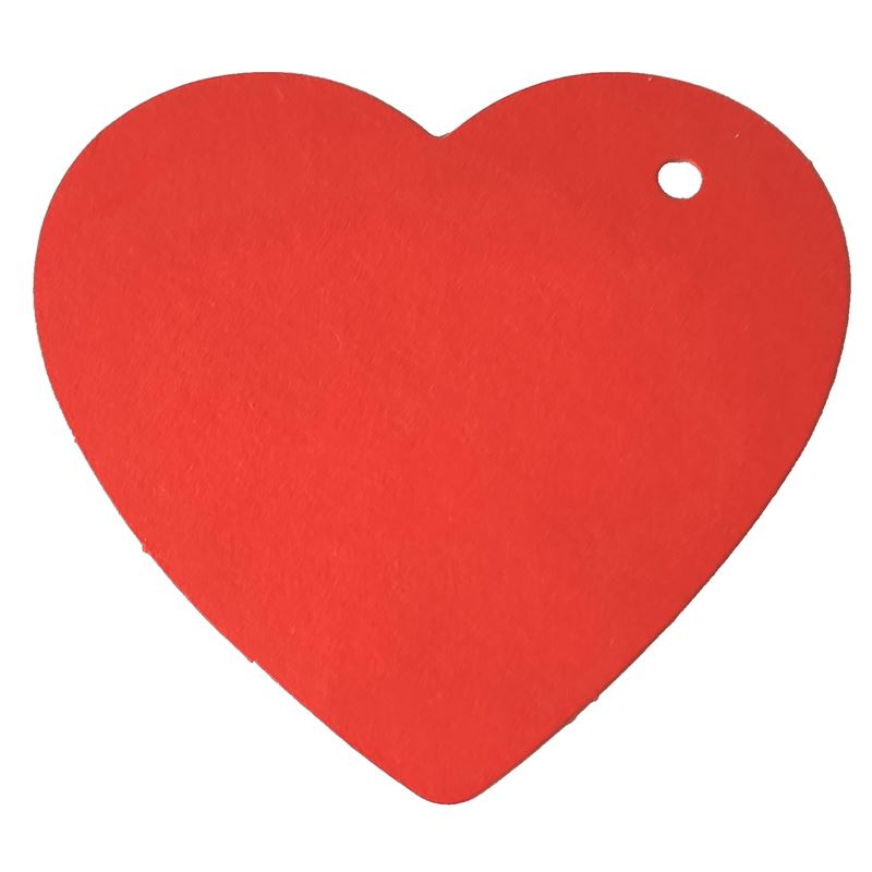 Etiqueta colgante con forma de corazón, roja