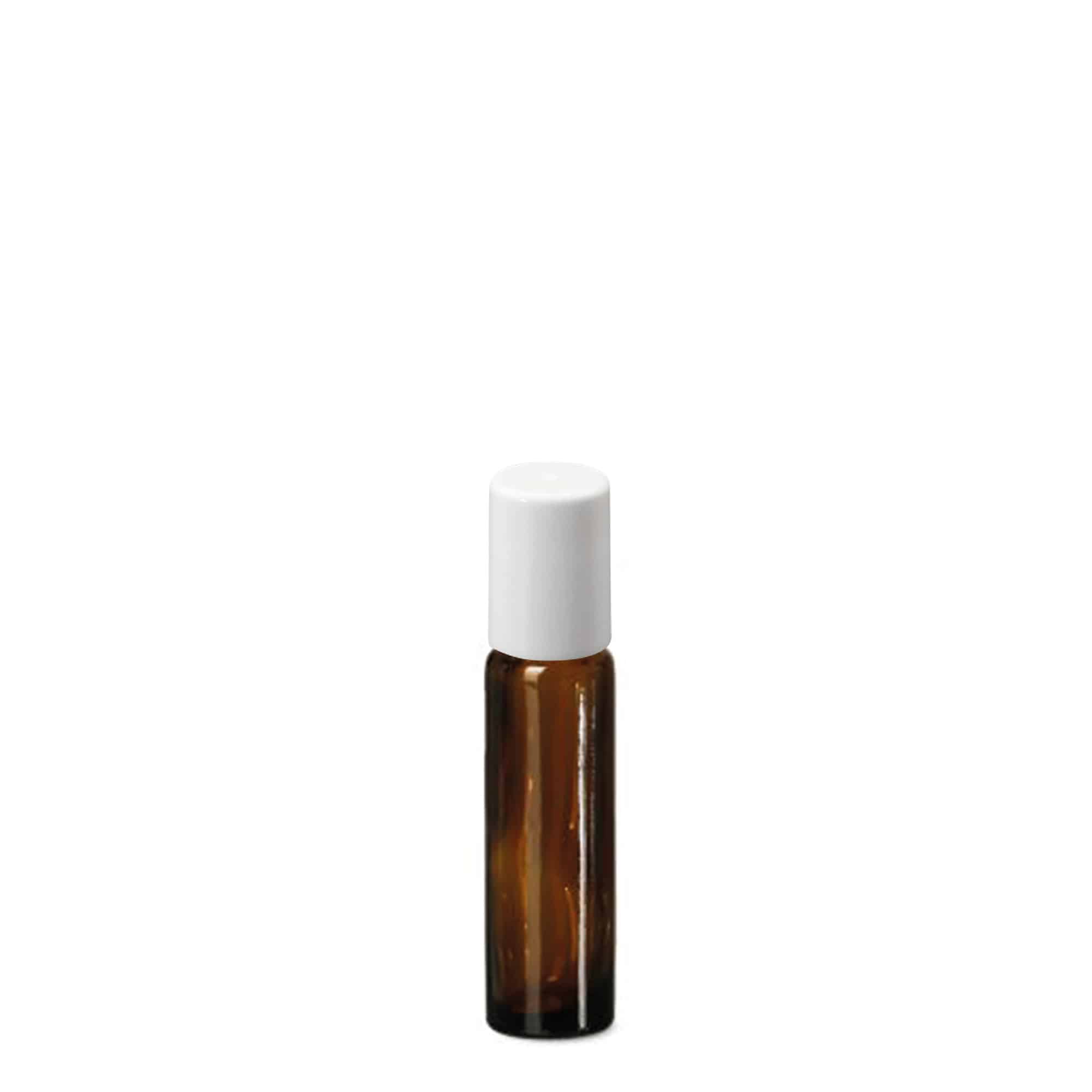 Botella de roll-on de 10 ml, vidrio, marrón, boca: cierre de rosca