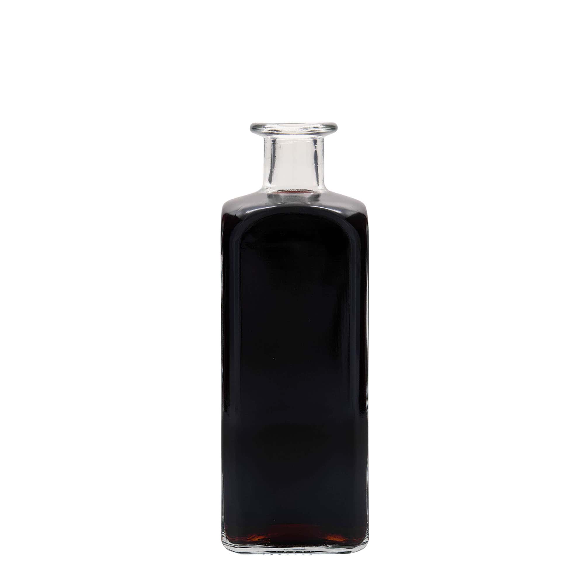 Botella de vidrio de 500 ml Apotheker Carré, cuadrada, boca: corcho