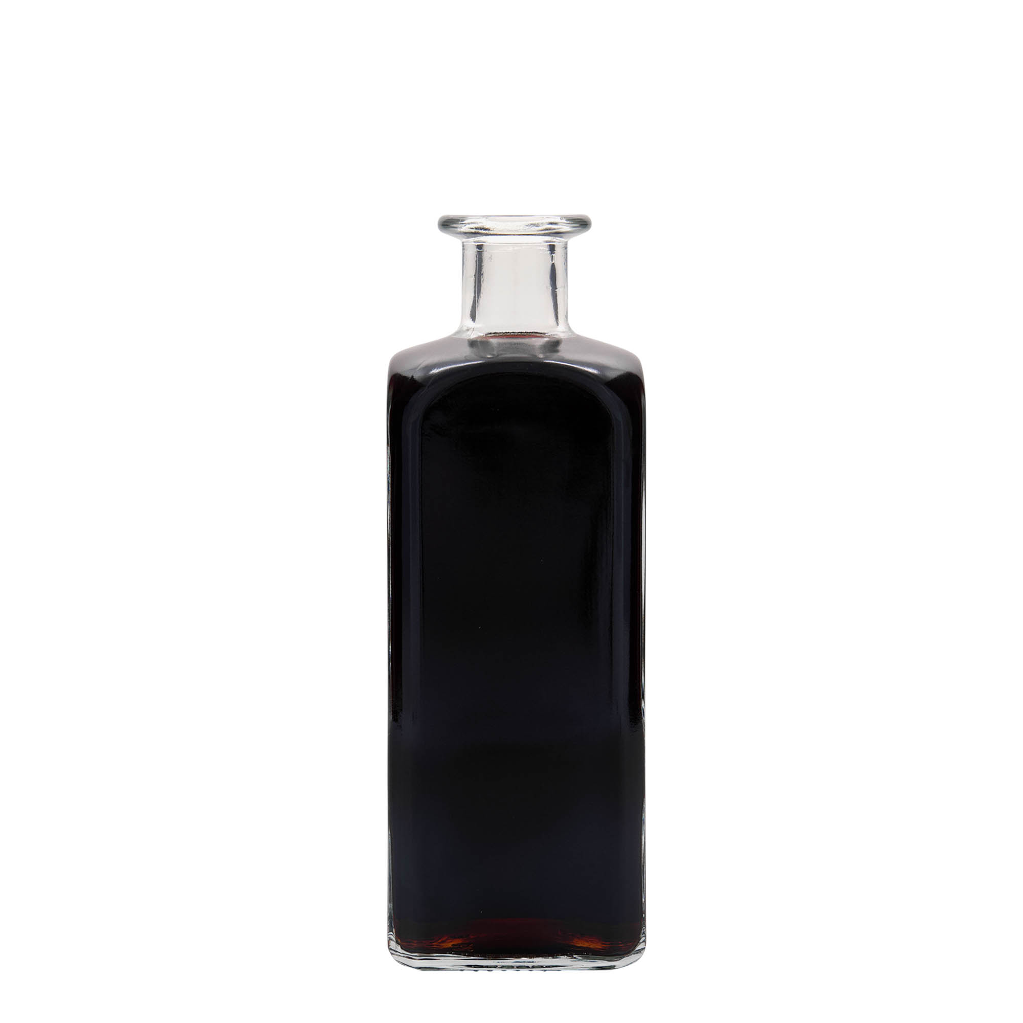 Botella de vidrio de 500 ml Apotheker Carré, cuadrada, boca: corcho