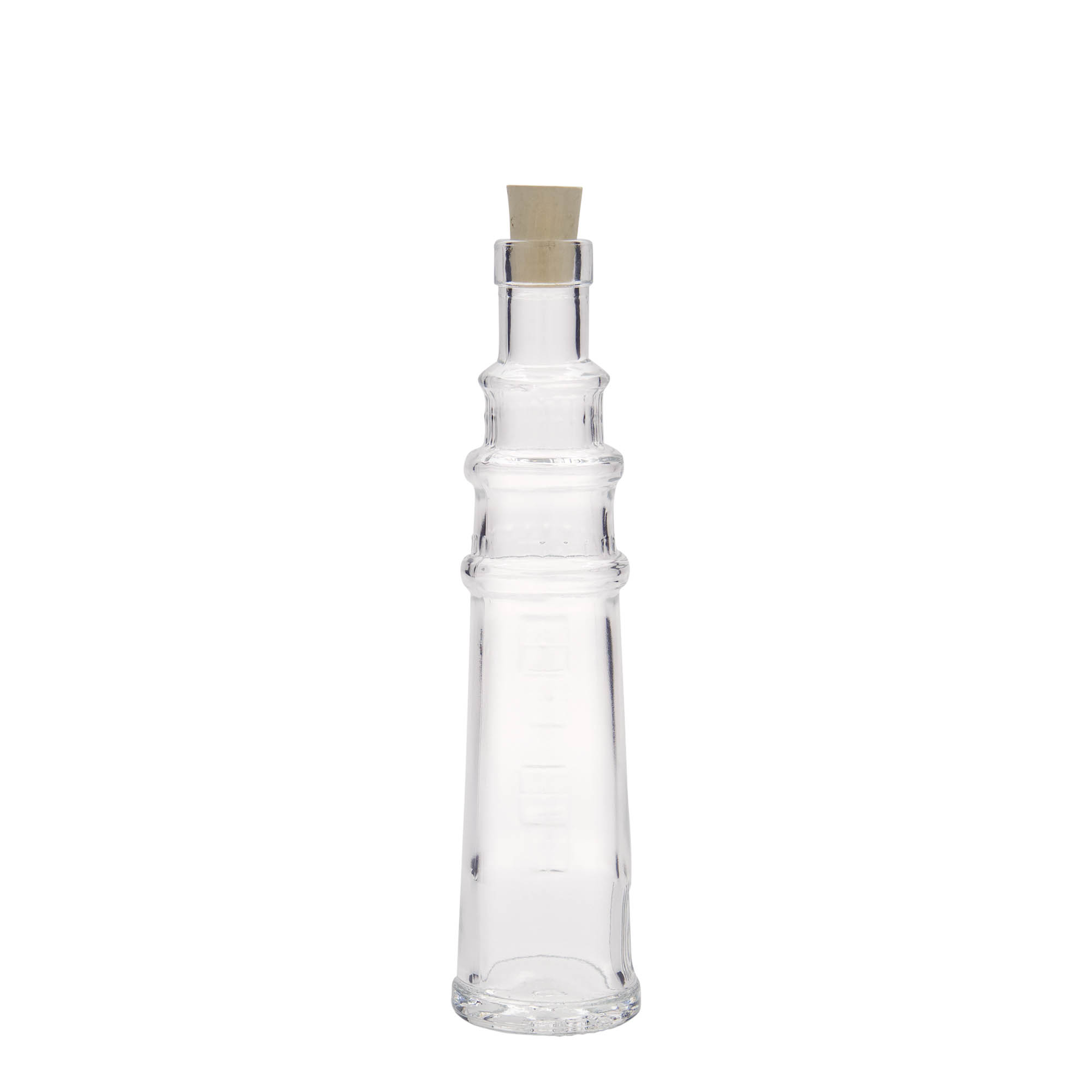 Botella de cristal de 100 ml 'Leuchtturm', boca: corcho