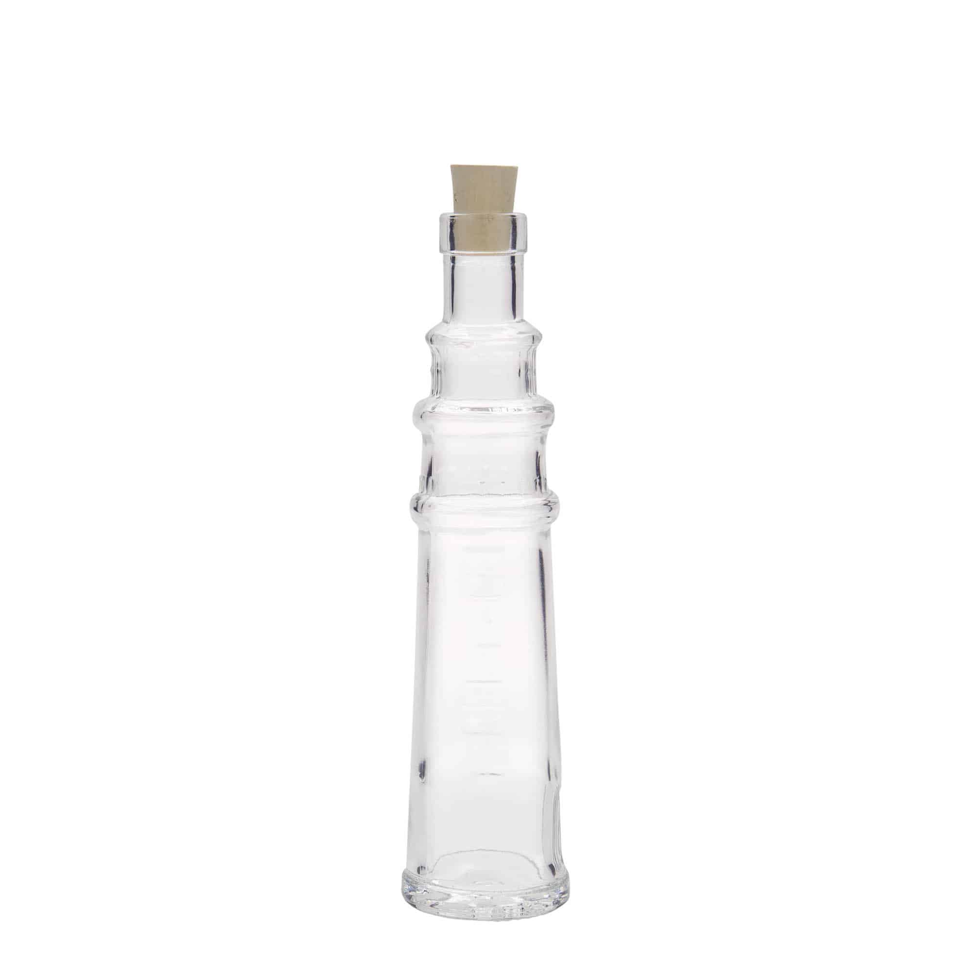 Botella de cristal de 100 ml 'Leuchtturm', boca: corcho