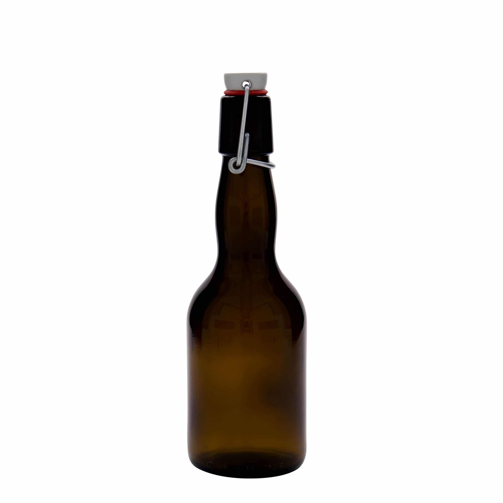 Botella de cerveza con cuello estilo belga de 330 ml, vidrio, marrón, boca: tapón mecánico