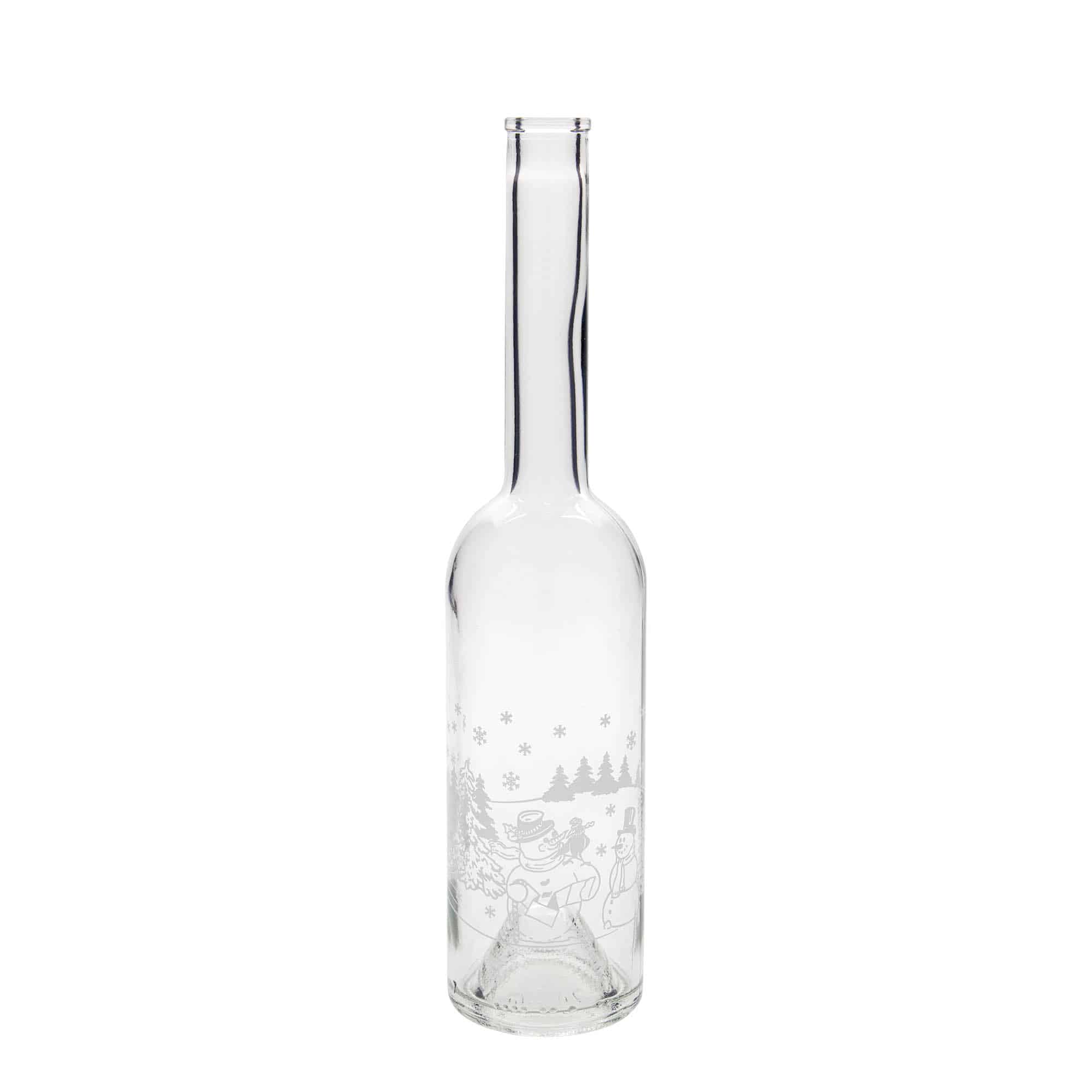 Botella de vidrio 'Opera' de 500 ml, motivo: botella en forma de muñeco de nieve, boca: corcho