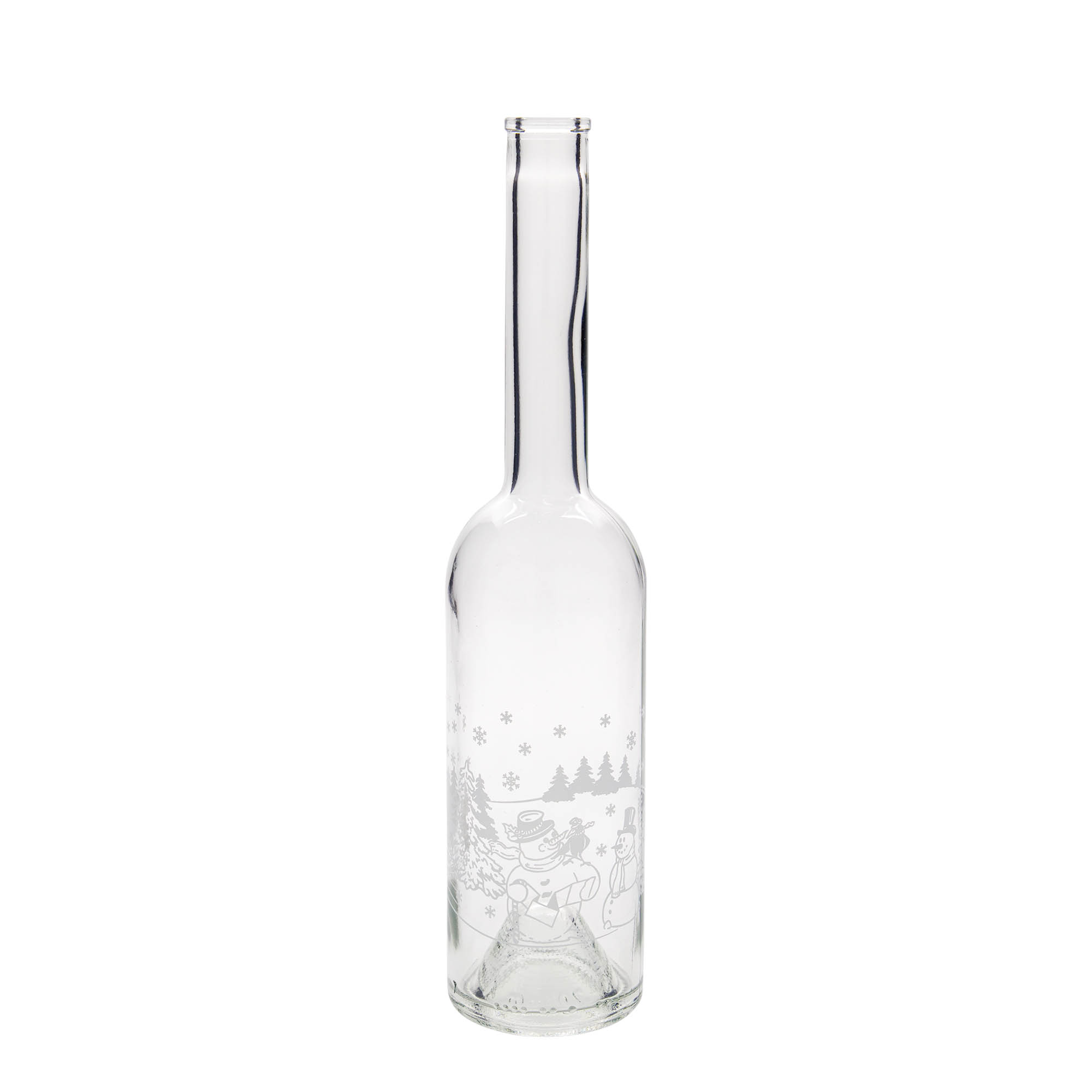 Botella de cristal de 500 ml 'Opera', motivo: botella de muñeco de nieve, boca: corcho