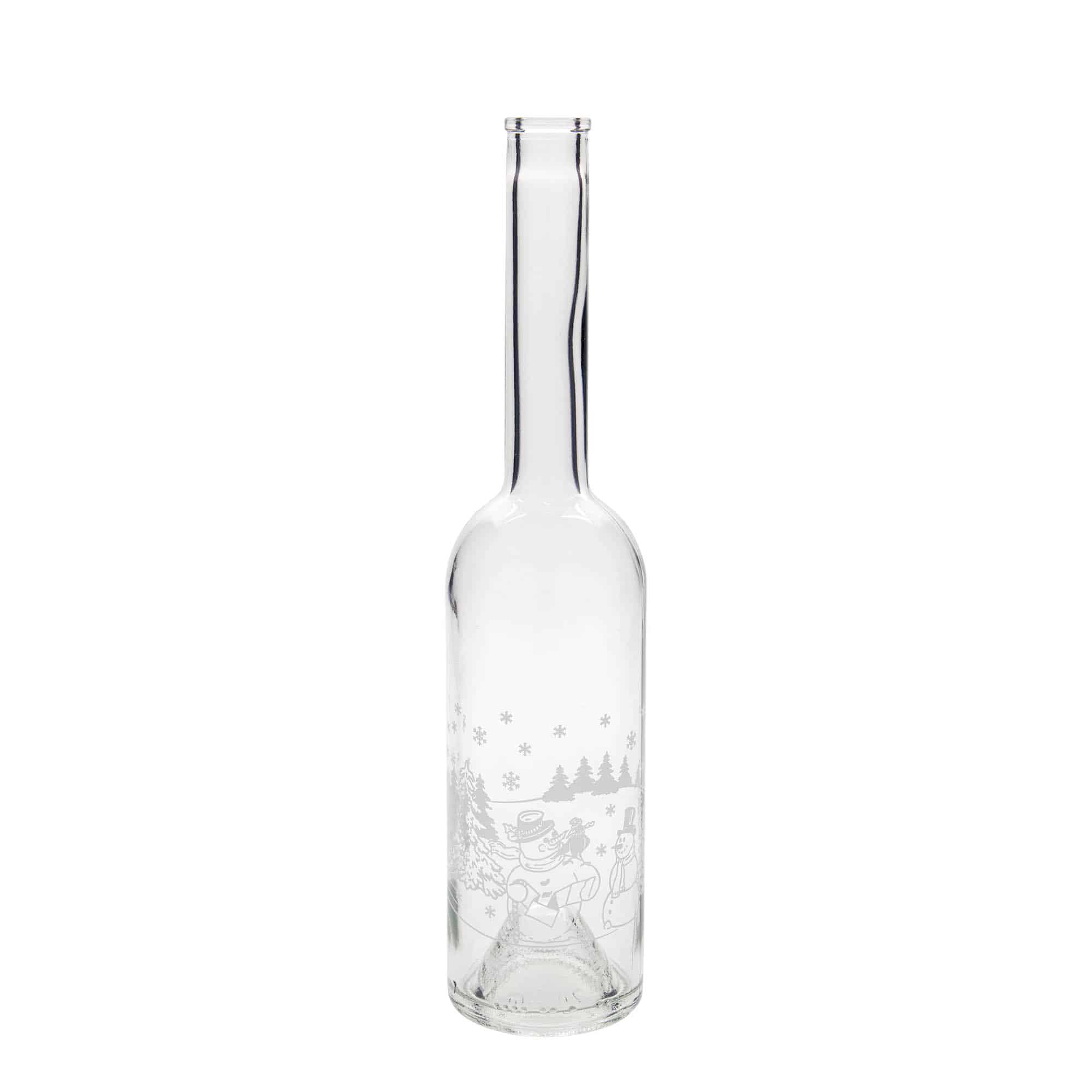 Botella de cristal de 500 ml 'Opera', motivo: botella de muñeco de nieve, boca: corcho