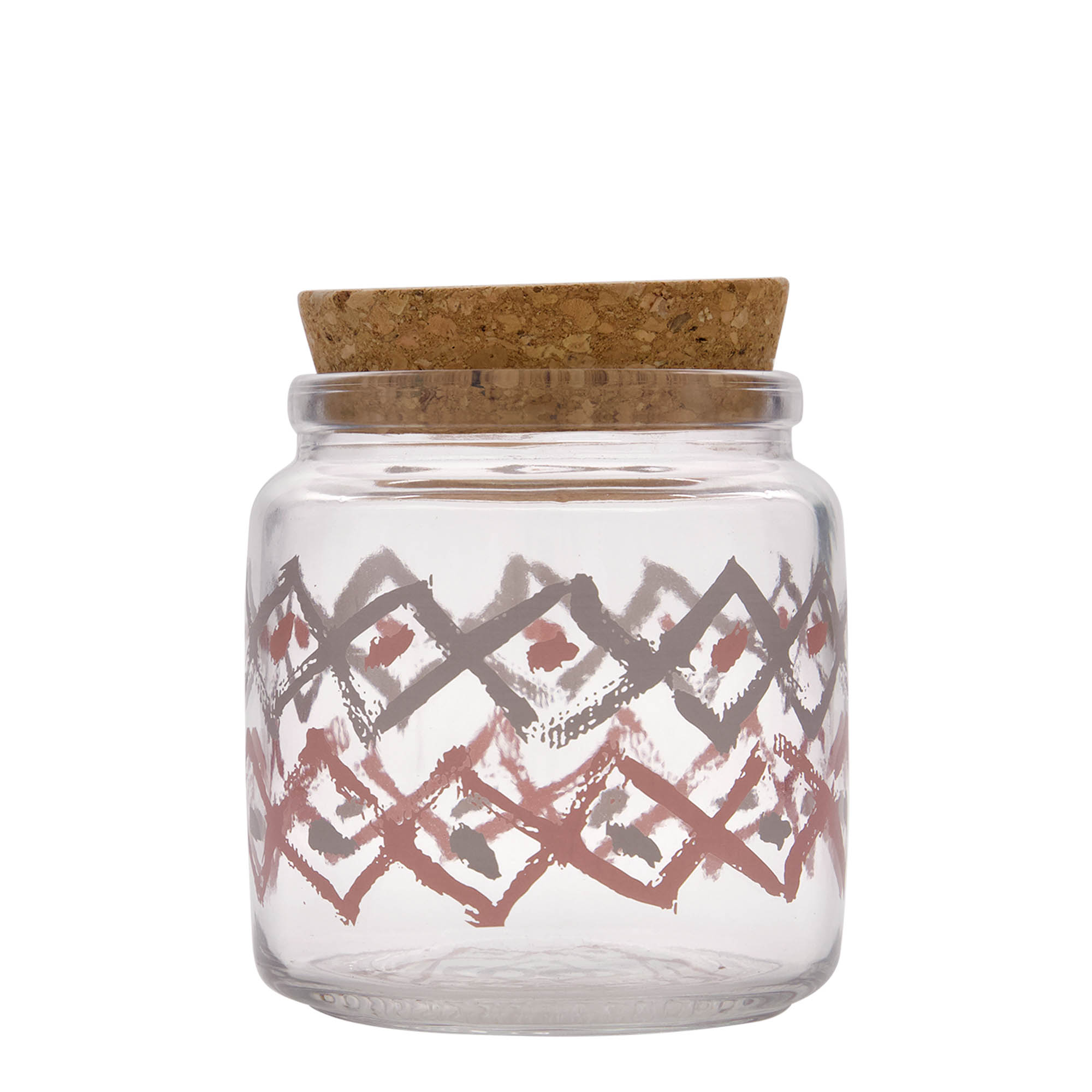 750 ml tarro de vidrio con corcho 'Giara', motivo: Manolibera rosa, boca: corcho