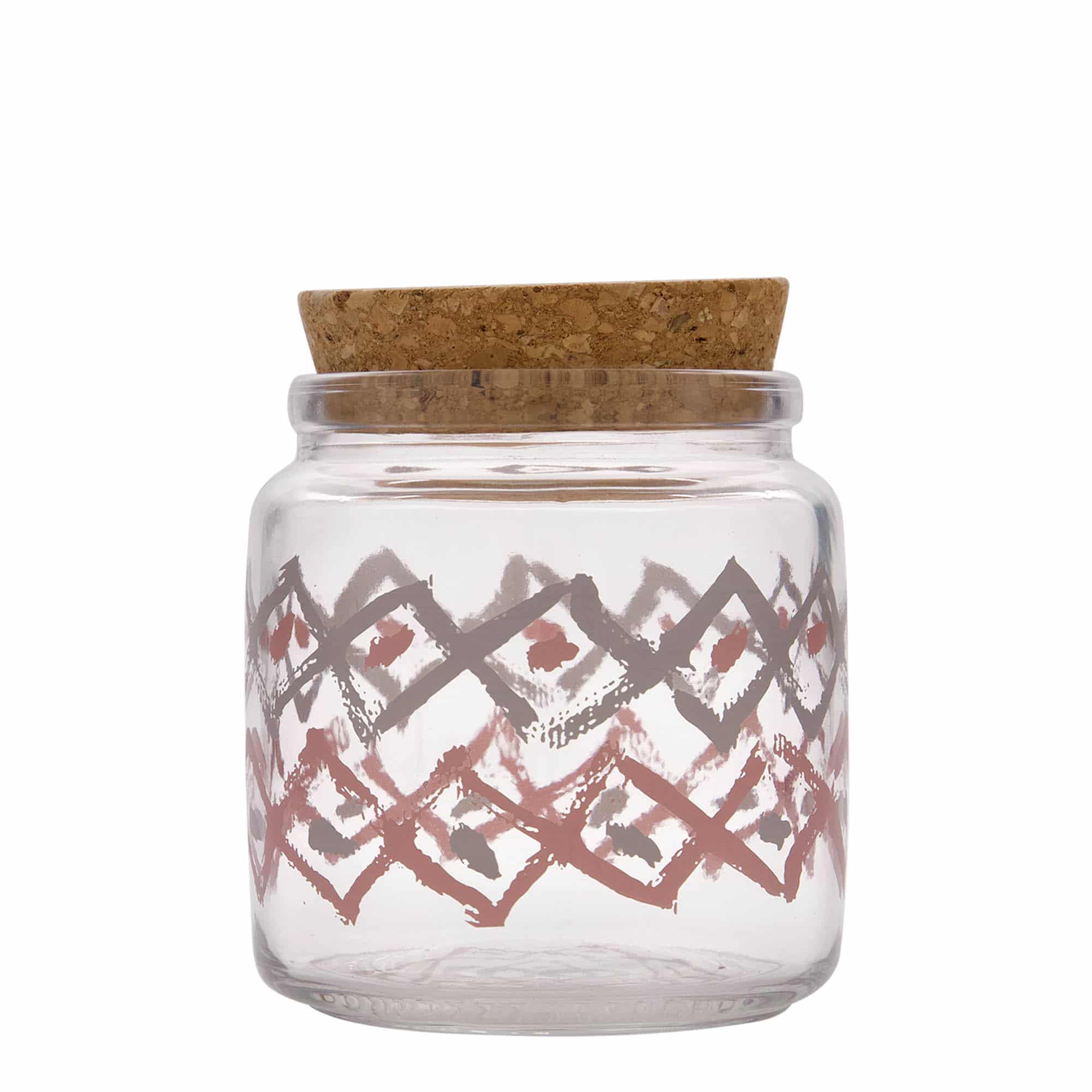 750 ml tarro de vidrio con corcho 'Giara', motivo: Manolibera rosa, boca: corcho