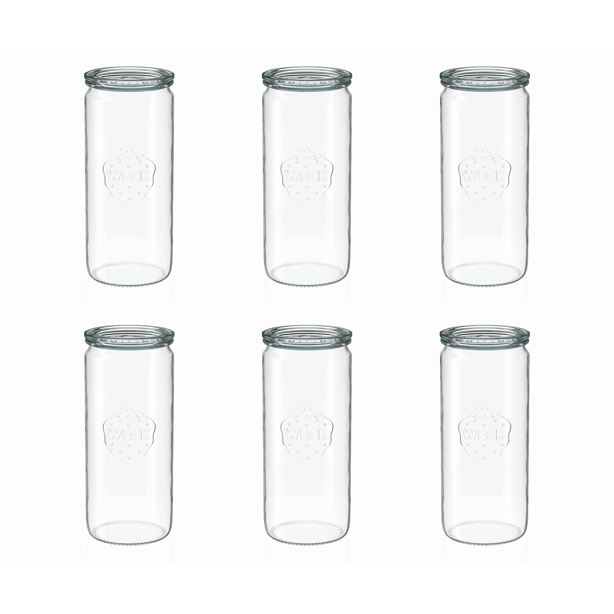 6x 1040 ml vaso cilíndrico WECK con tapa de vidrio RR 80