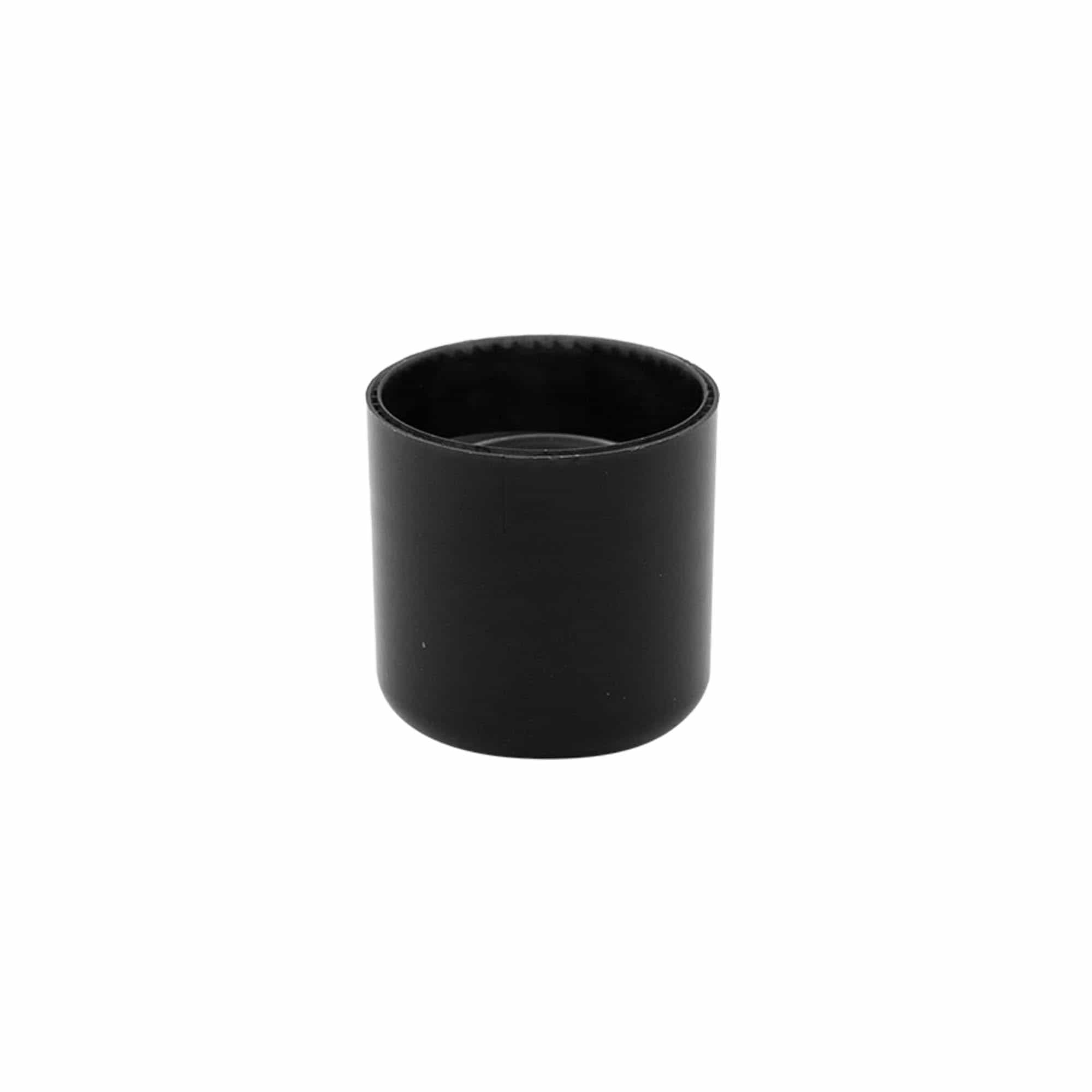 Tapa de rosca con inserto de jeringa, plástico PP, negro, para boca: 24/410