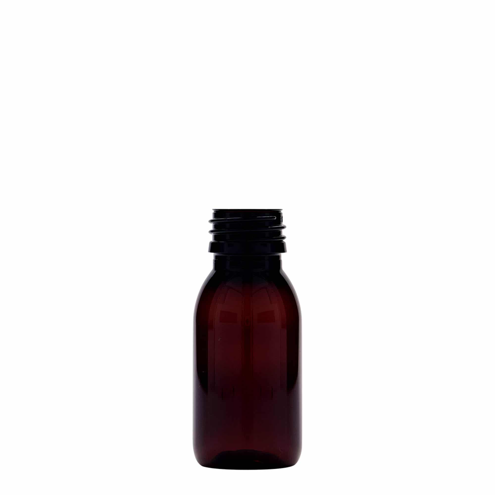 Frasco de medicamentos de PET de 60 ml, marrón, plástico, boca: PP 28 Frasco de medicamentos de PET de 60 ml, marrón, plástico, boca: PP 28