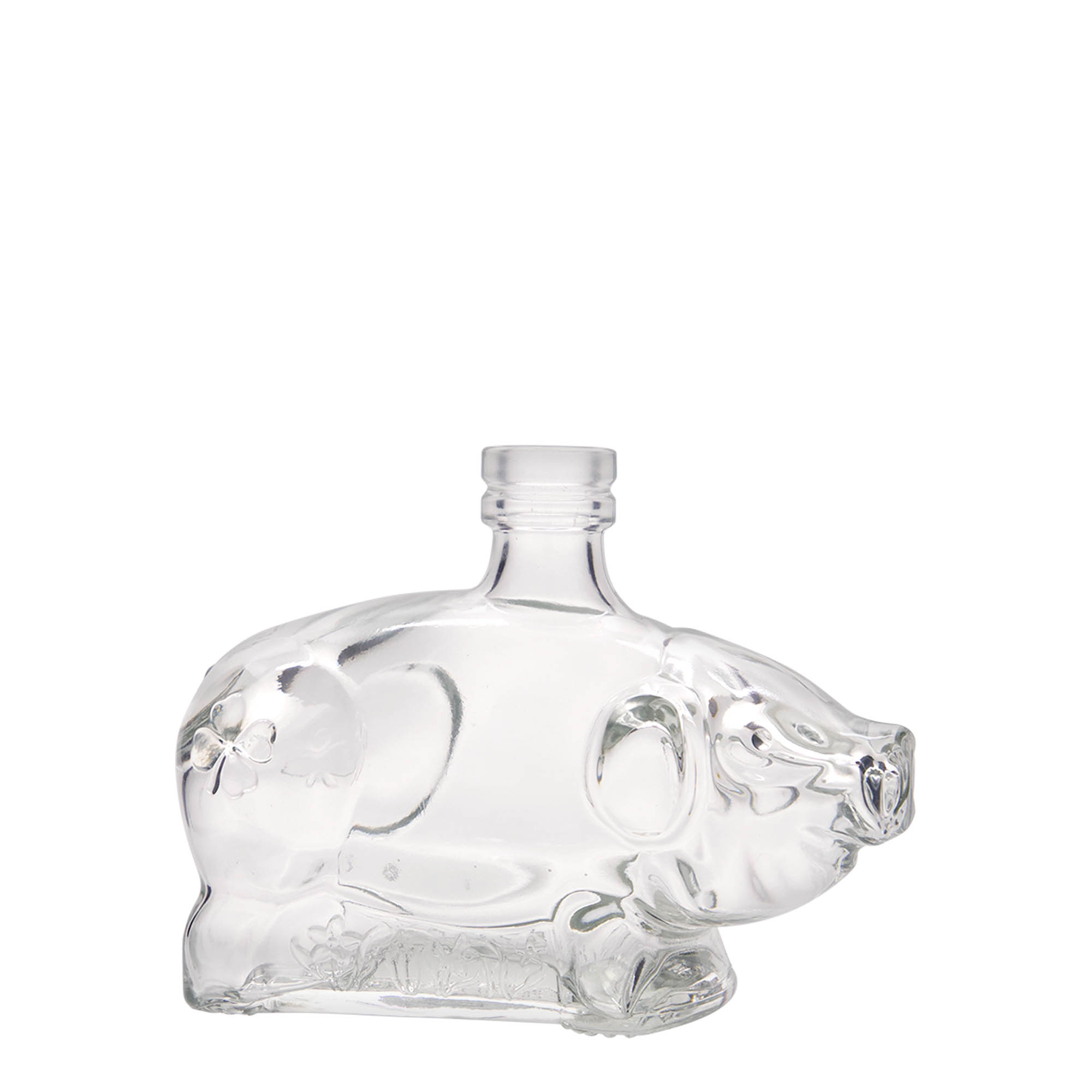 Botella de cristal de 200 ml 'Cerdito de la suerte', boca: corcho