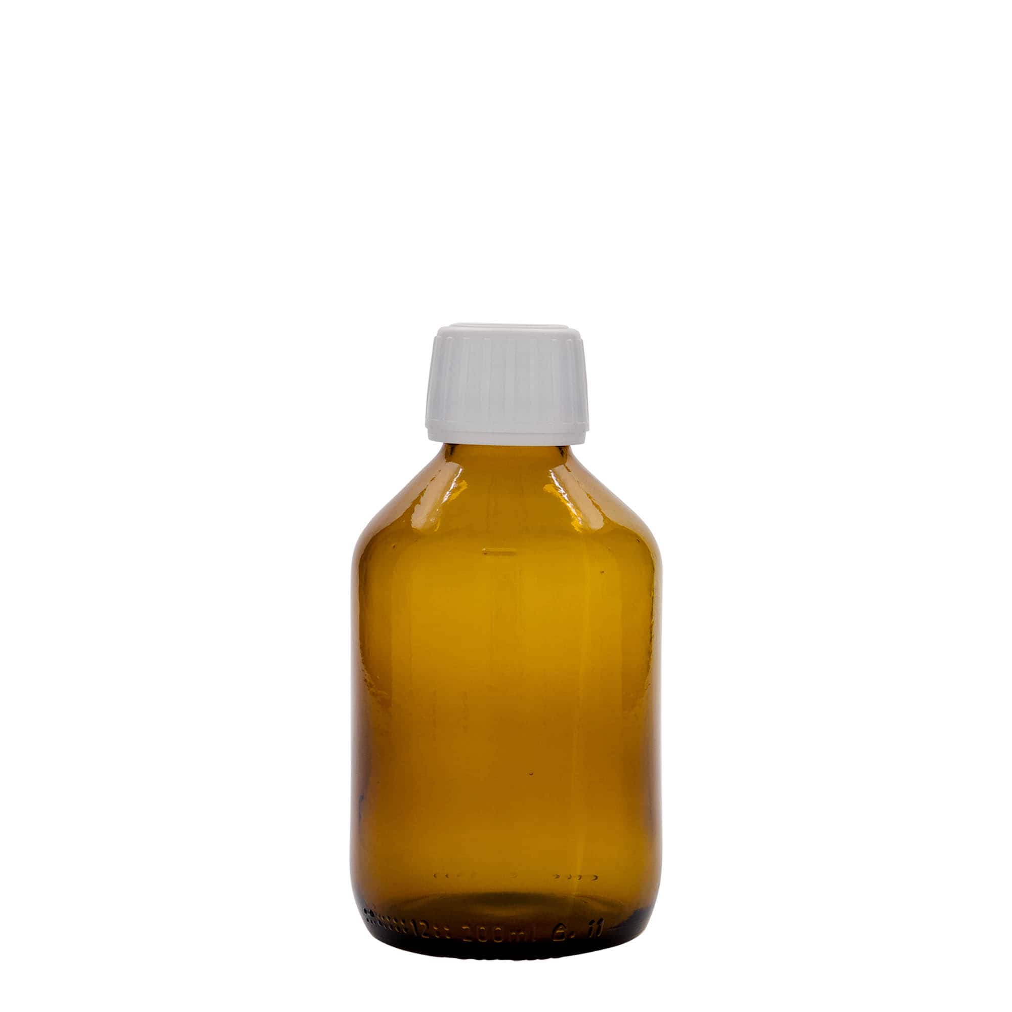 200 ml frasco medicinal, marrón, vidrio, boca: PP 28