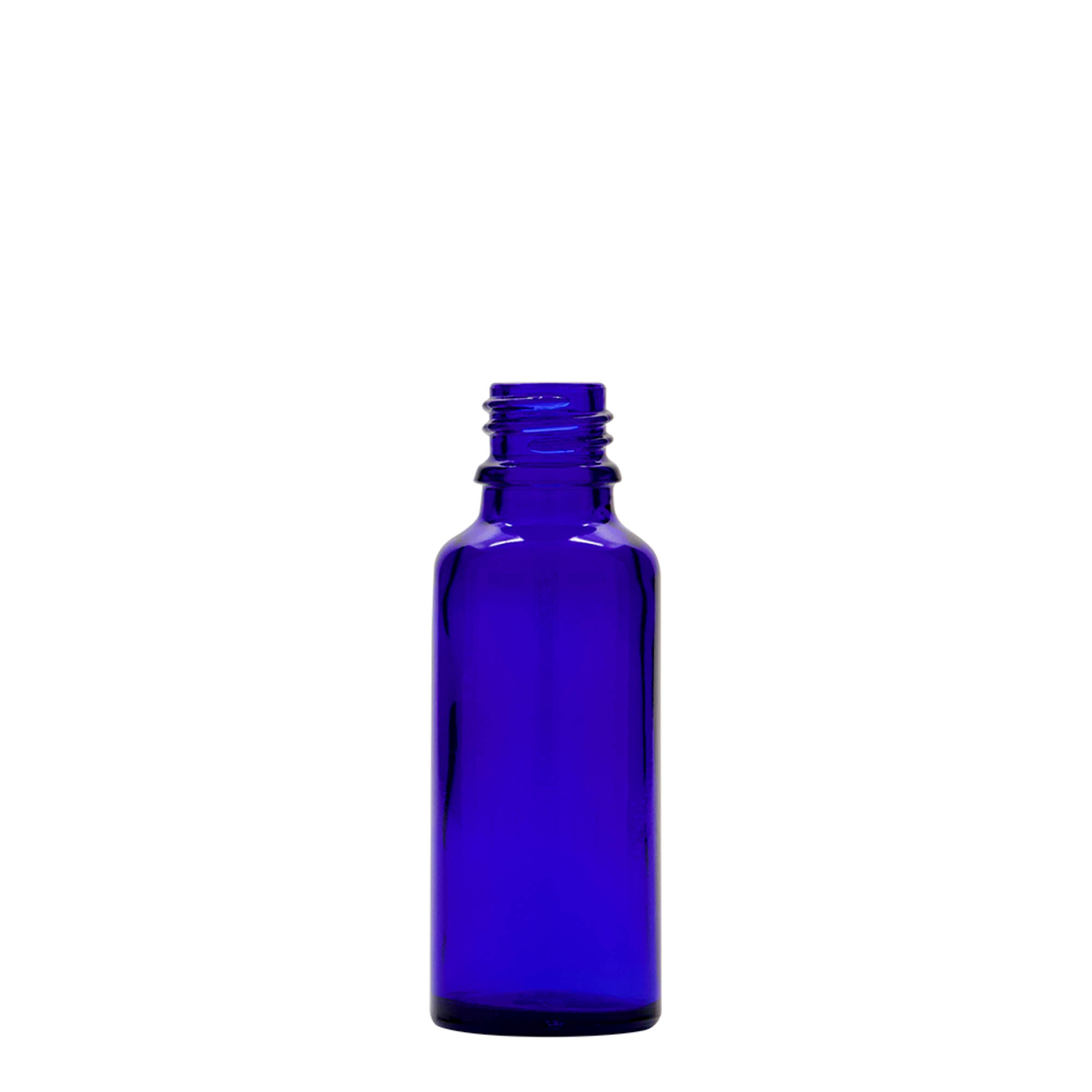 Botella cuentagotas de 30 ml para medicina, vidrio, azul real-rojo, boca: DIN 18