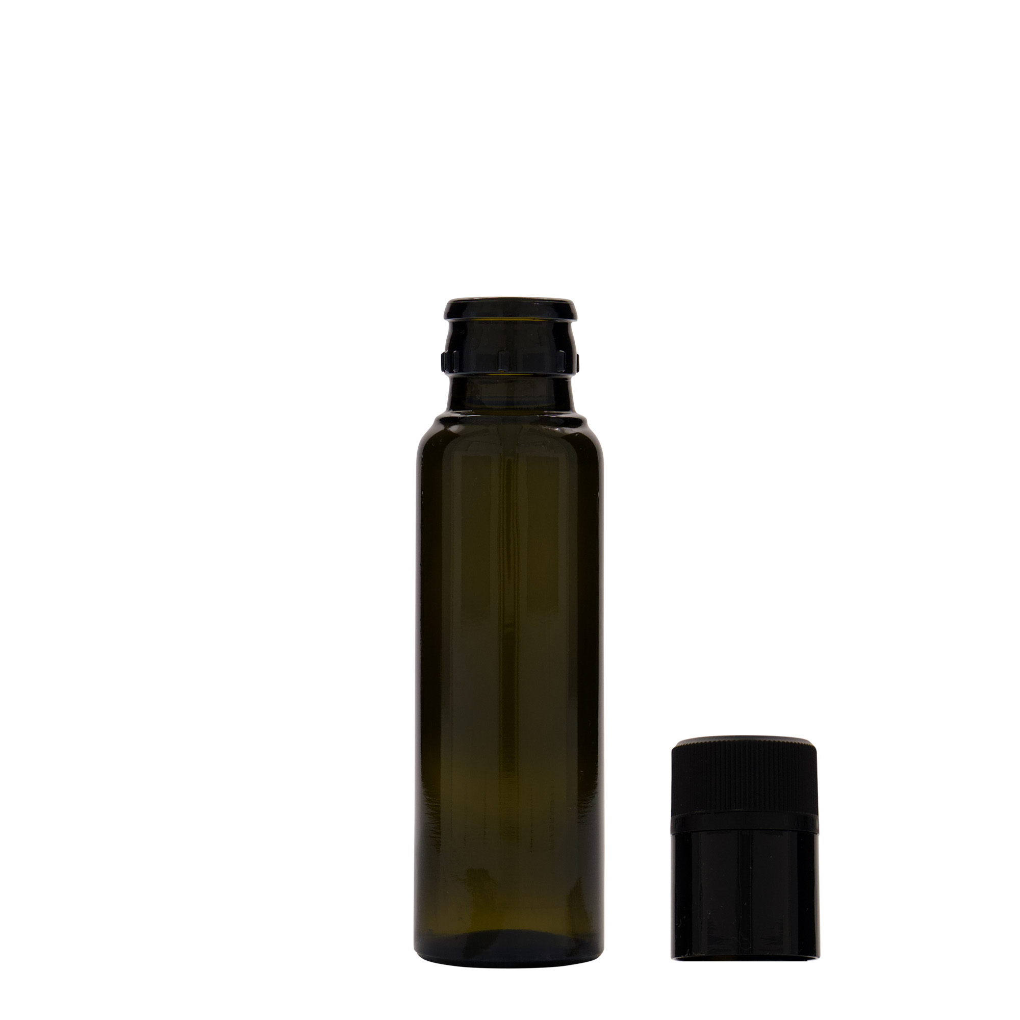 Botella de vinagre/aceite de 100 ml 'Willy New', vidrio, verde antiguo, boca: DOP Botella de vinagre/aceite de 100 ml 'Willy New', vidrio, verde antiguo, boca: DOP