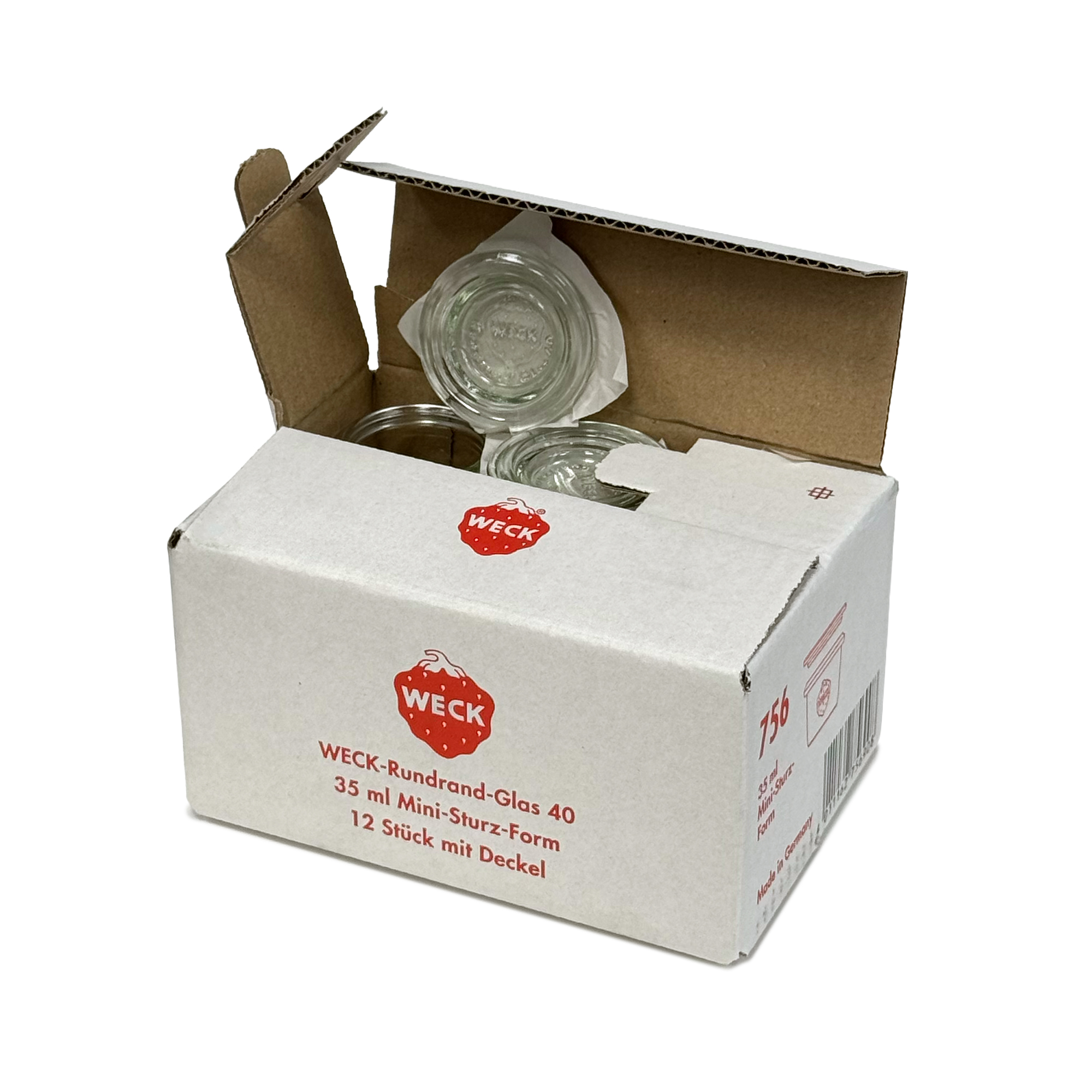 12x 35 ml tarro WECK de boca ancha con tapa de vidrio RR 40