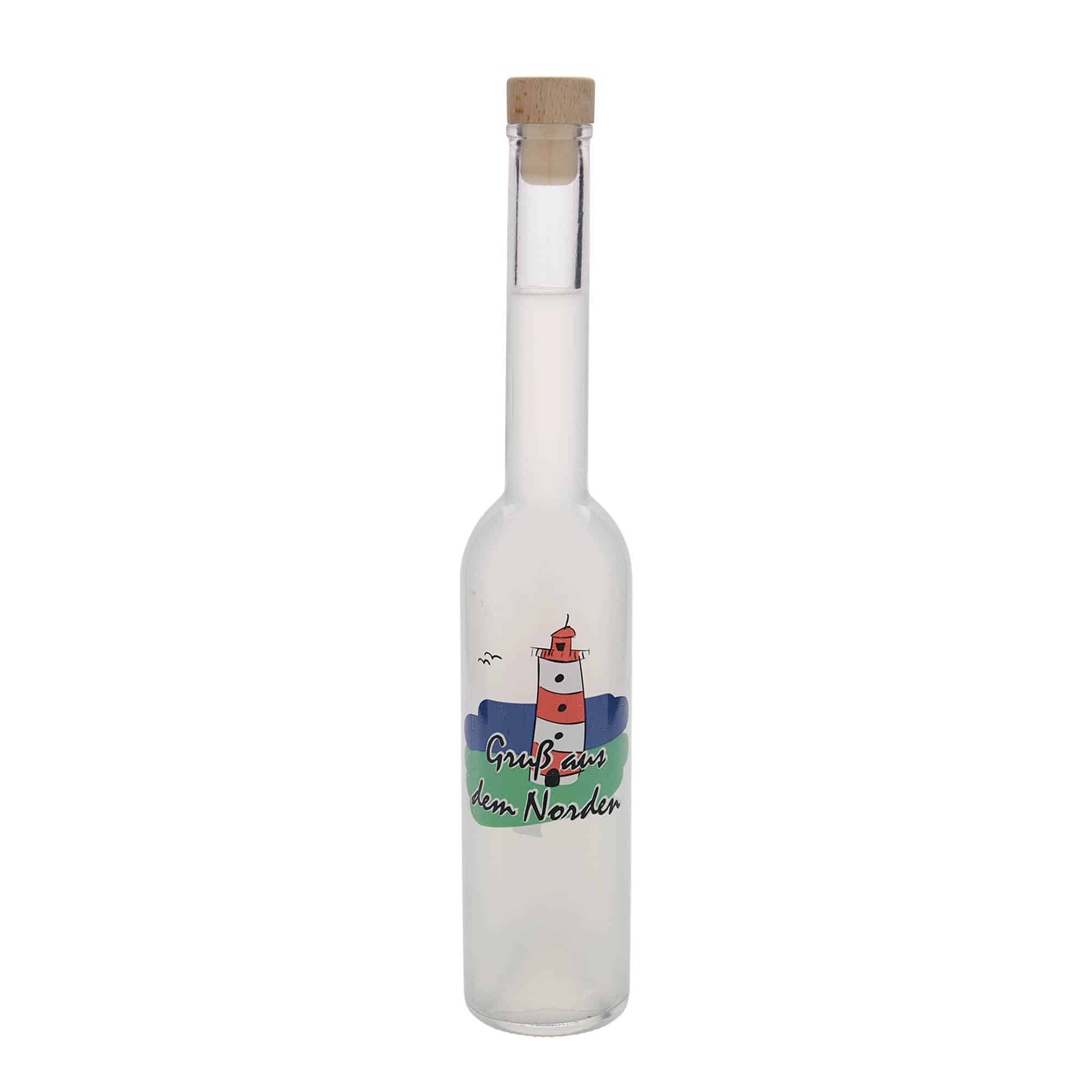 Botella de vidrio 'Opera' de 350 ml, motivo: norte, boca: corcho