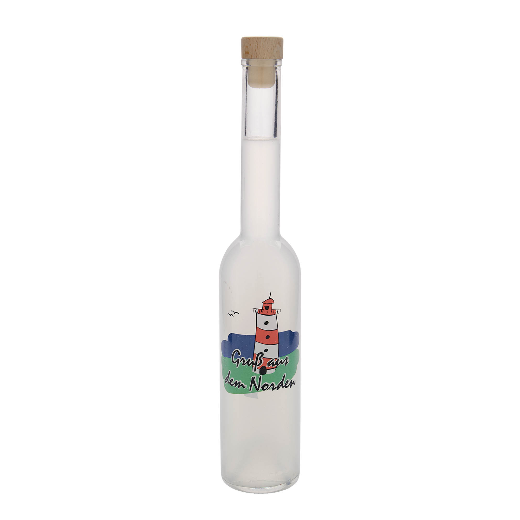 Botella de cristal de 350 ml 'Opera', motivo: Norte, boca: corcho