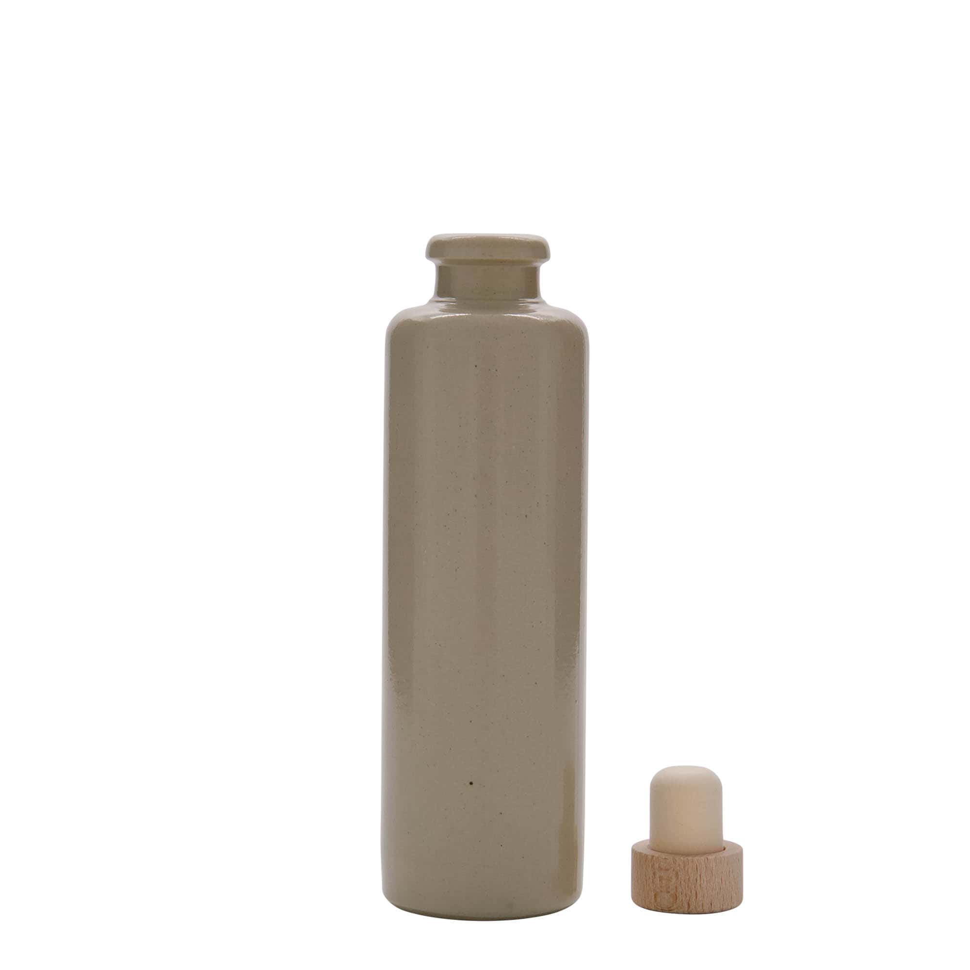 Jarra de barro de 200 ml, gres, beige, boca: corcho