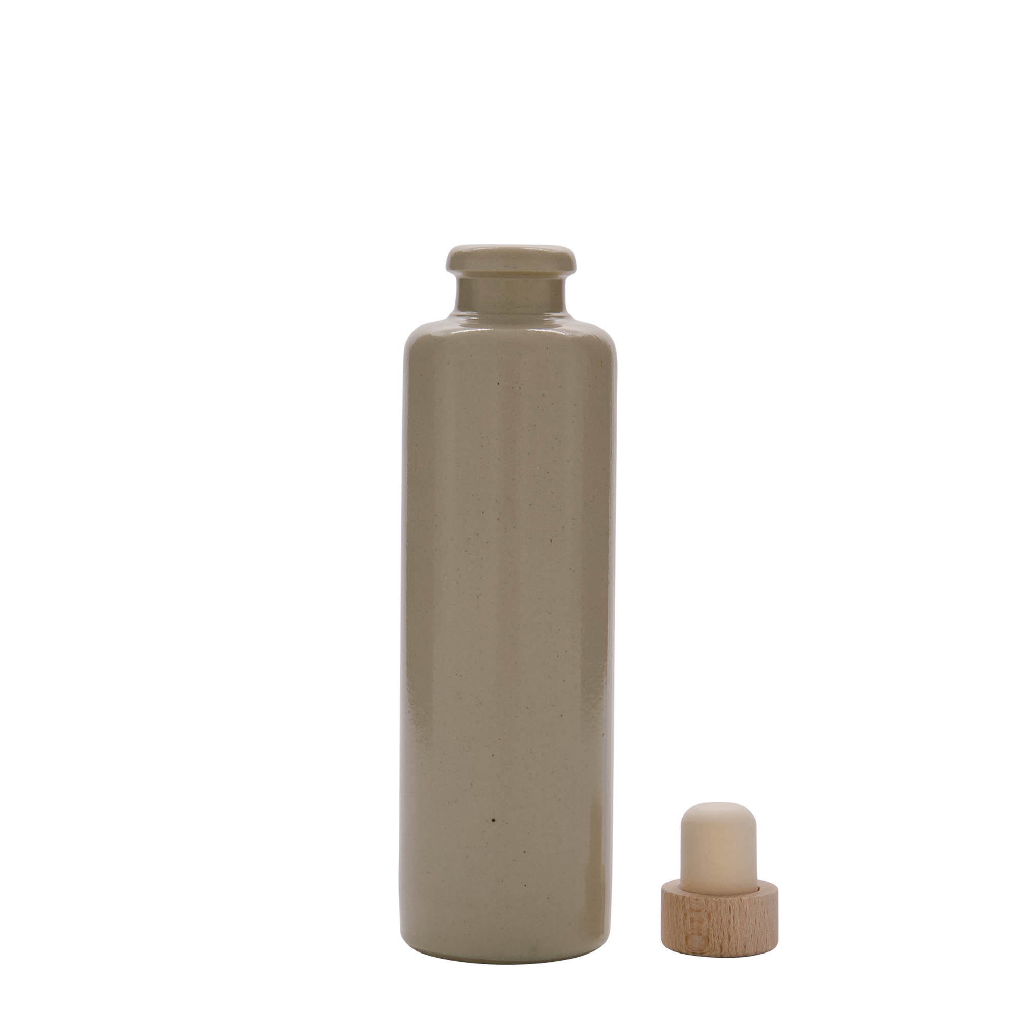 Jarra de barro de 200 ml, gres, beige, boca: corcho