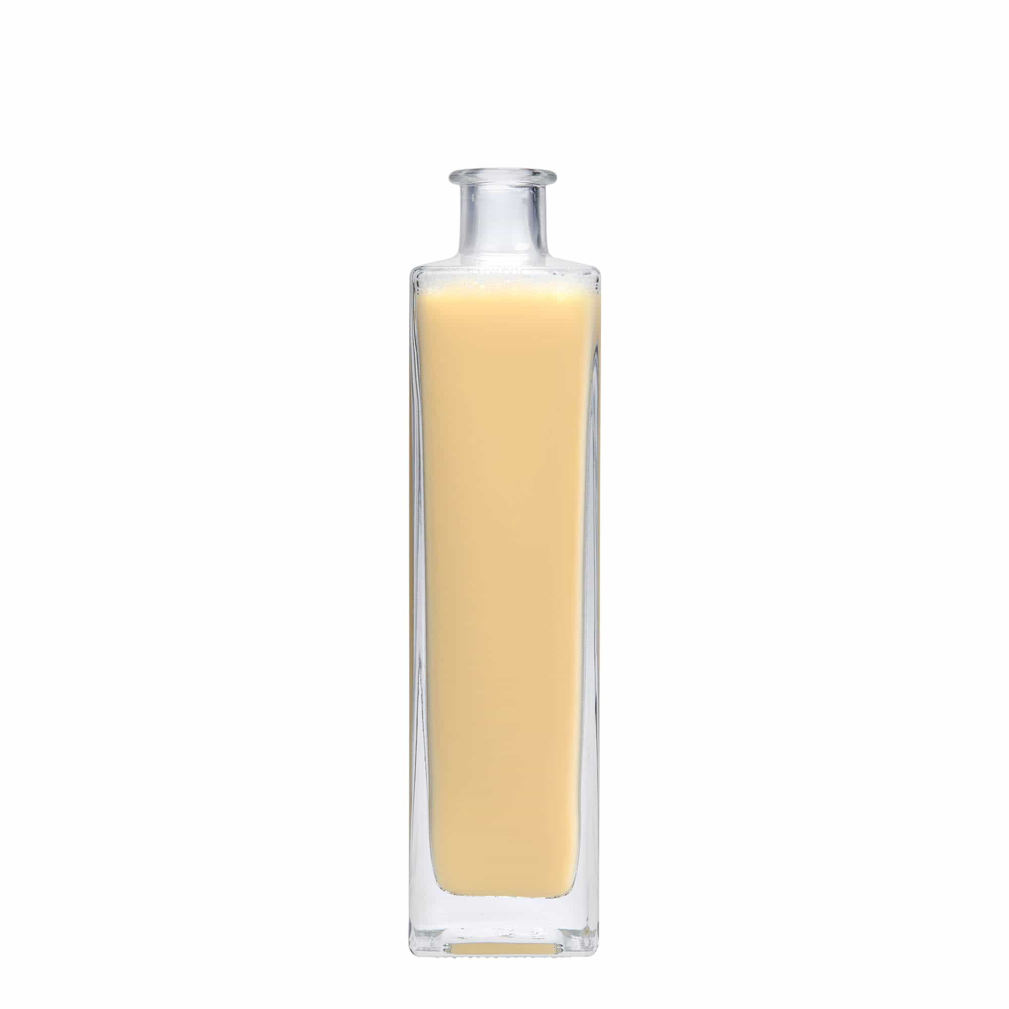 Botella de vidrio de 500 ml 'Rafaello', cuadrada, boca: corcho
