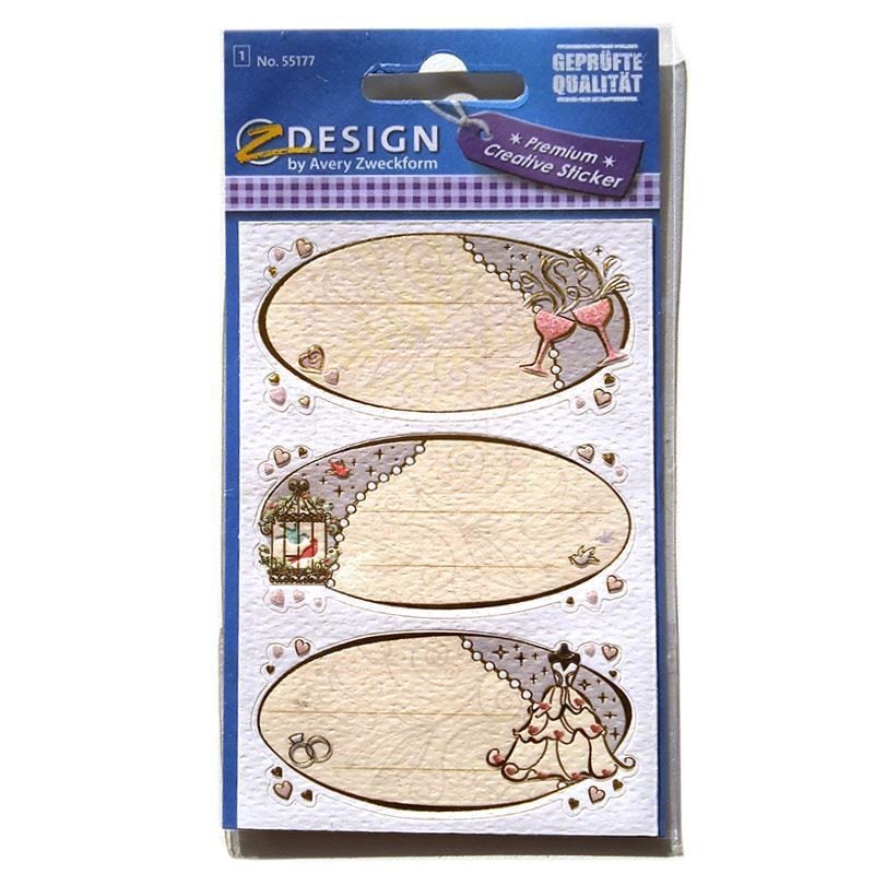 Zweckform Etiquetas 'Deseos de boda', ovaladas, papel, multicolor