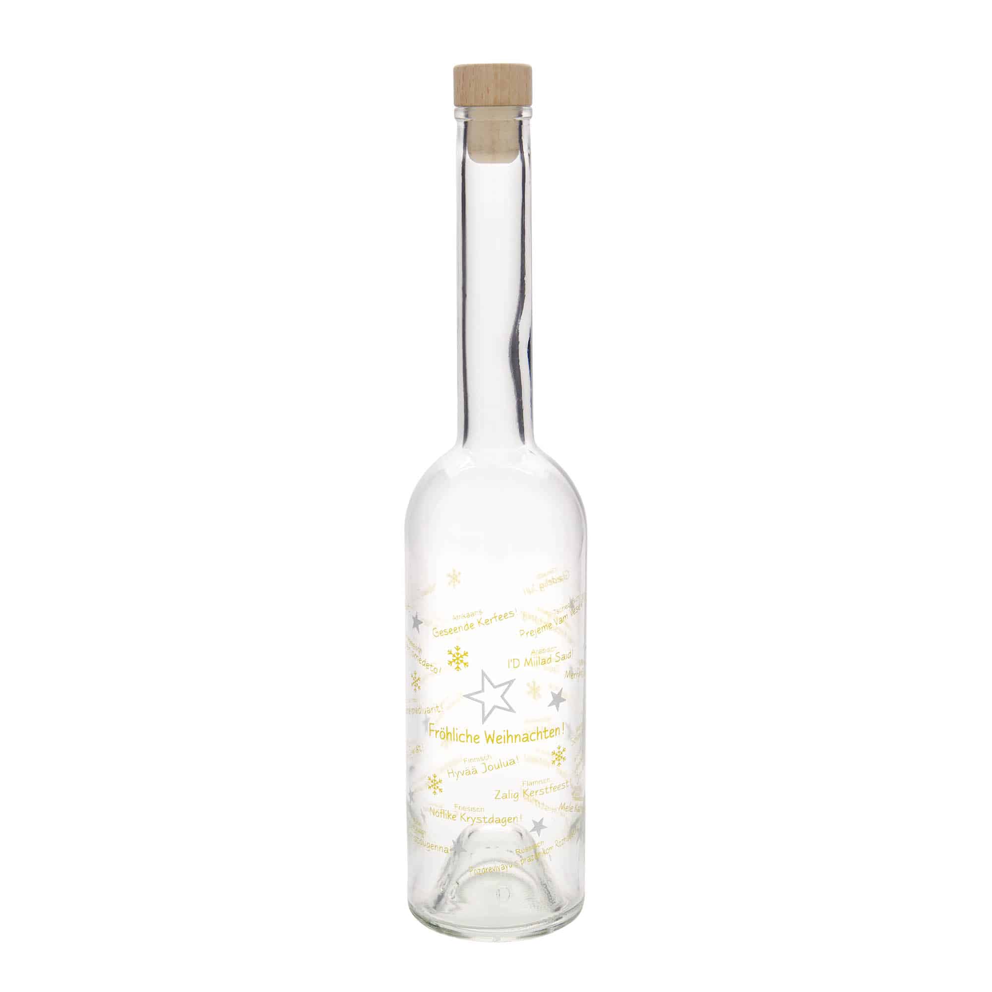 Botella de vidrio 'Opera' de 500 ml, motivo: Navidades en el mundo, boca: corcho