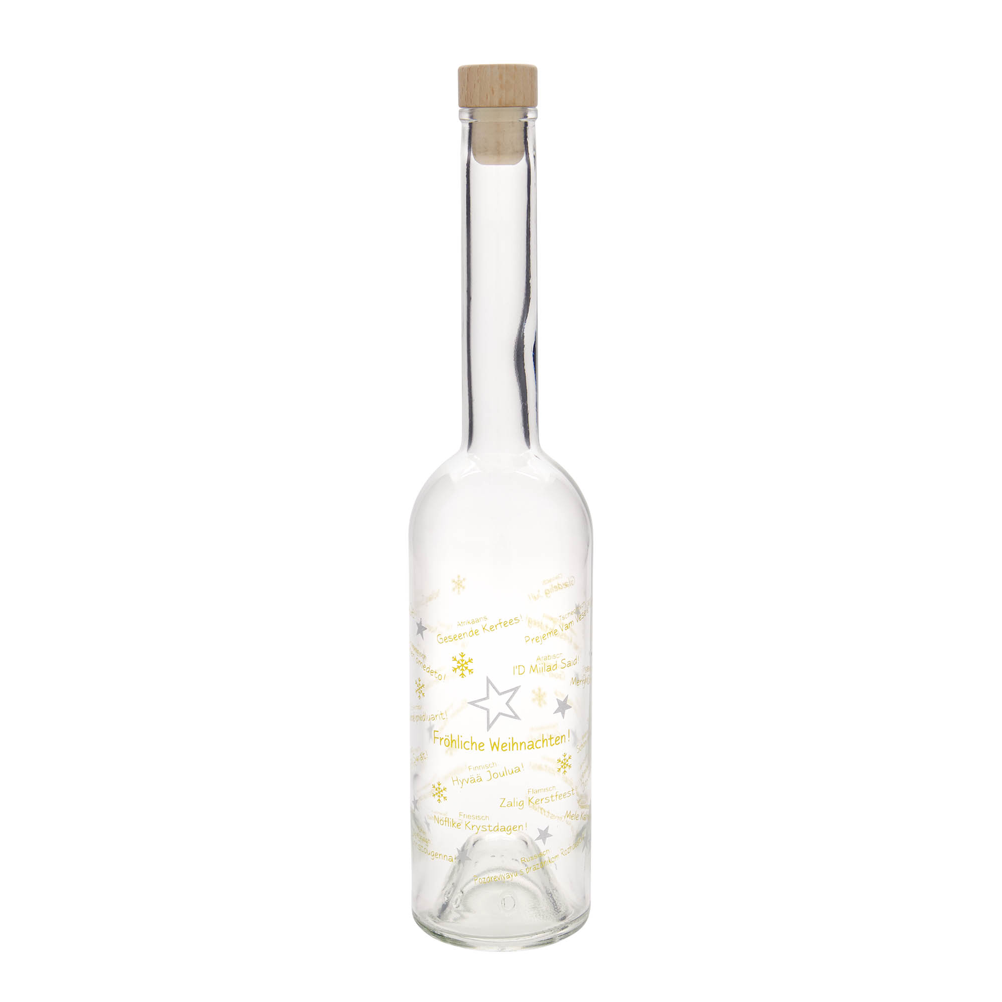 Botella de vidrio de 500 ml 'Opera', motivo: Navidad en el mundo, boca: corcho