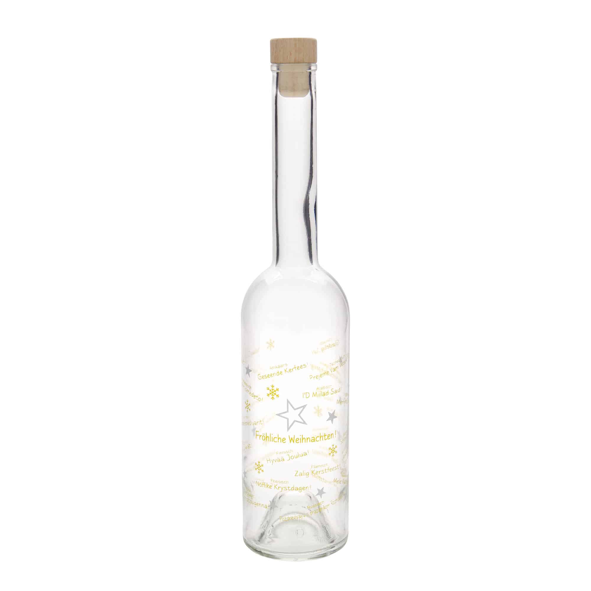 Botella de vidrio de 500 ml 'Opera', motivo: Navidad en el mundo, boca: corcho