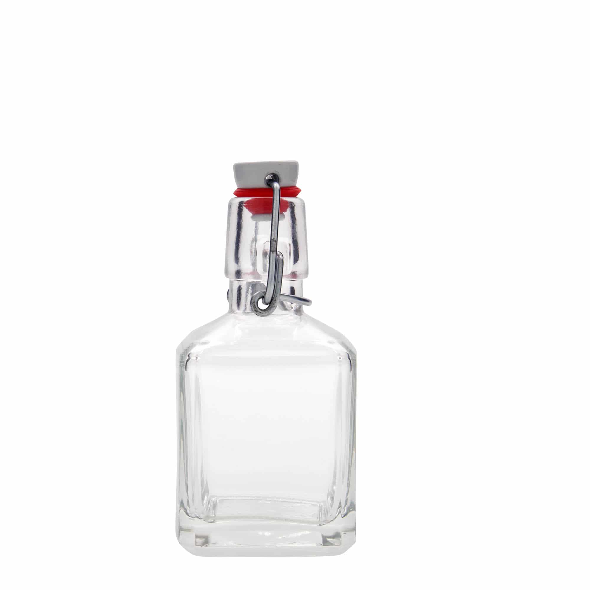Botella de vidrio 'Kubica' de 200 ml, cuadrada, boca: tapón mecánico