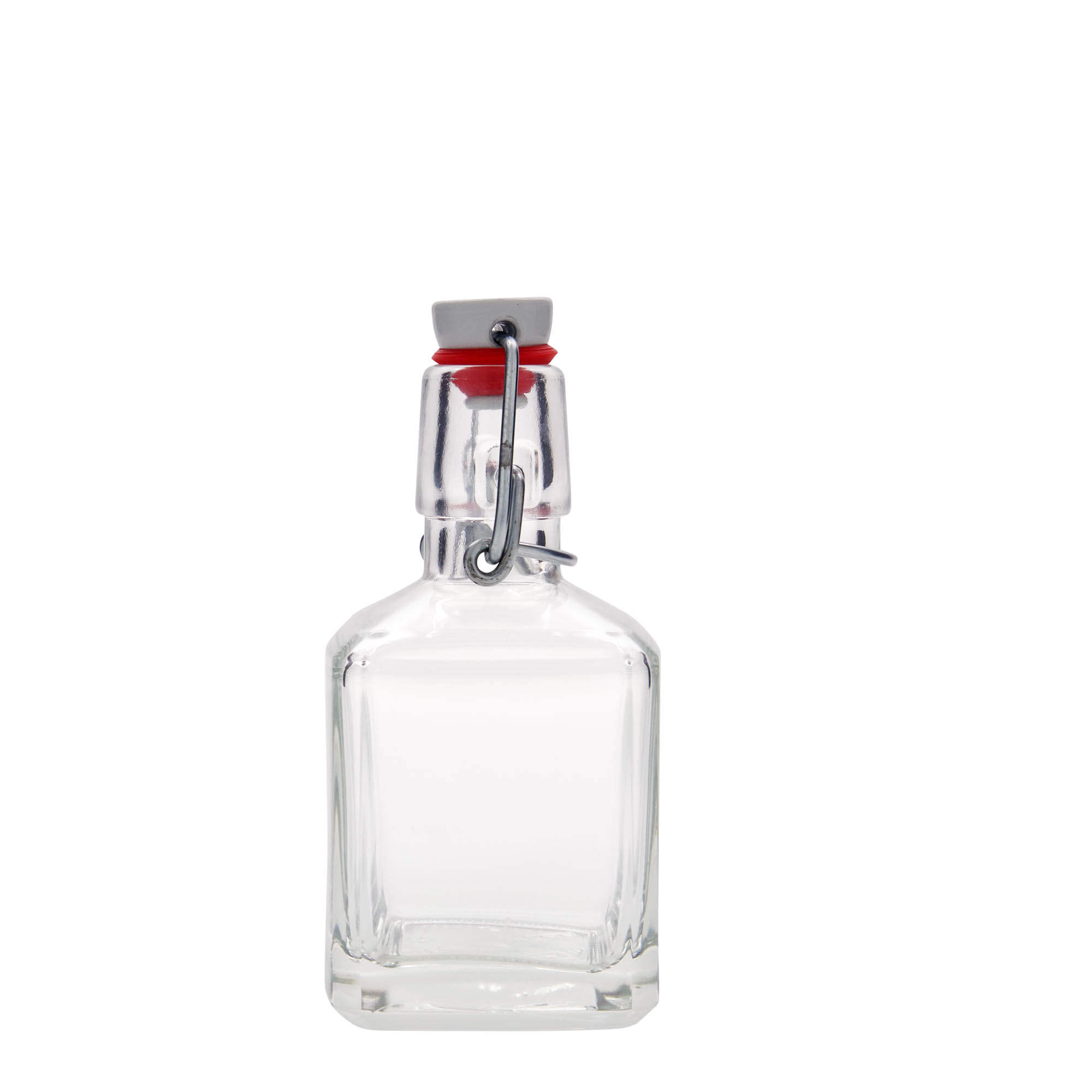 Botella de vidrio de 200 ml 'Kubica', cuadrada, boca: cierre de palanca Botella de vidrio de 200 ml 'Kubica', cuadrada, boca: cierre de palanca