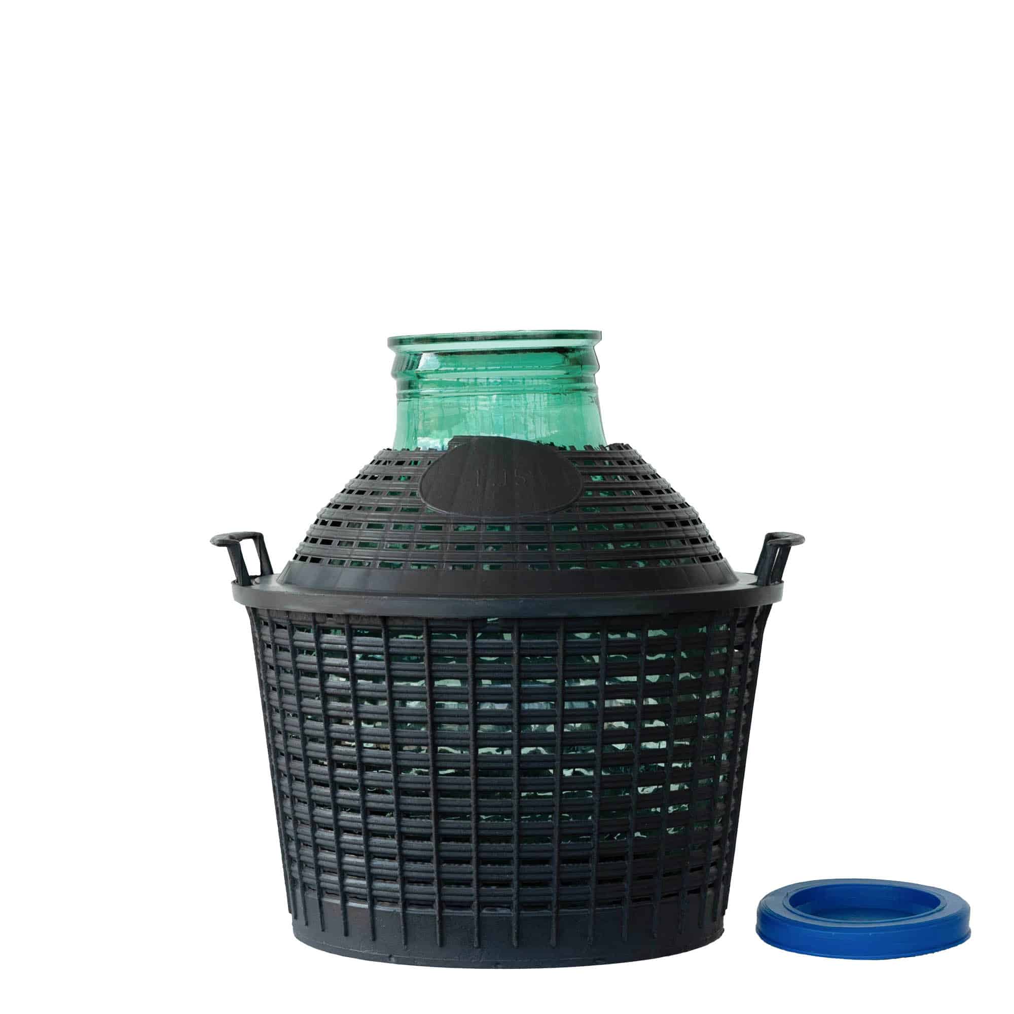 Damajuana de cuello ancho de 15 l, vidrio, boca: capuchón