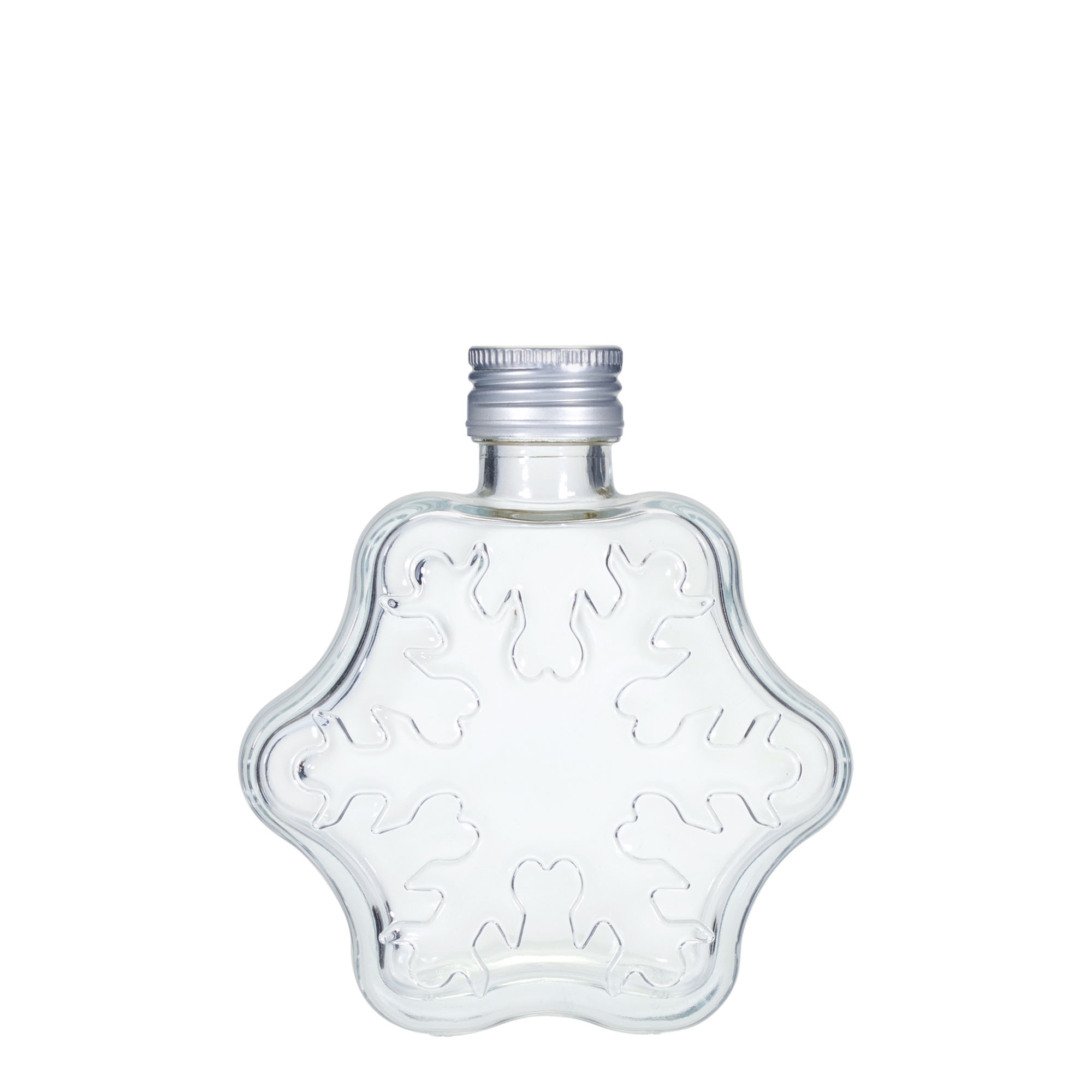 Botella de vidrio de 200 ml 'Copo de nieve', boca: PP 28