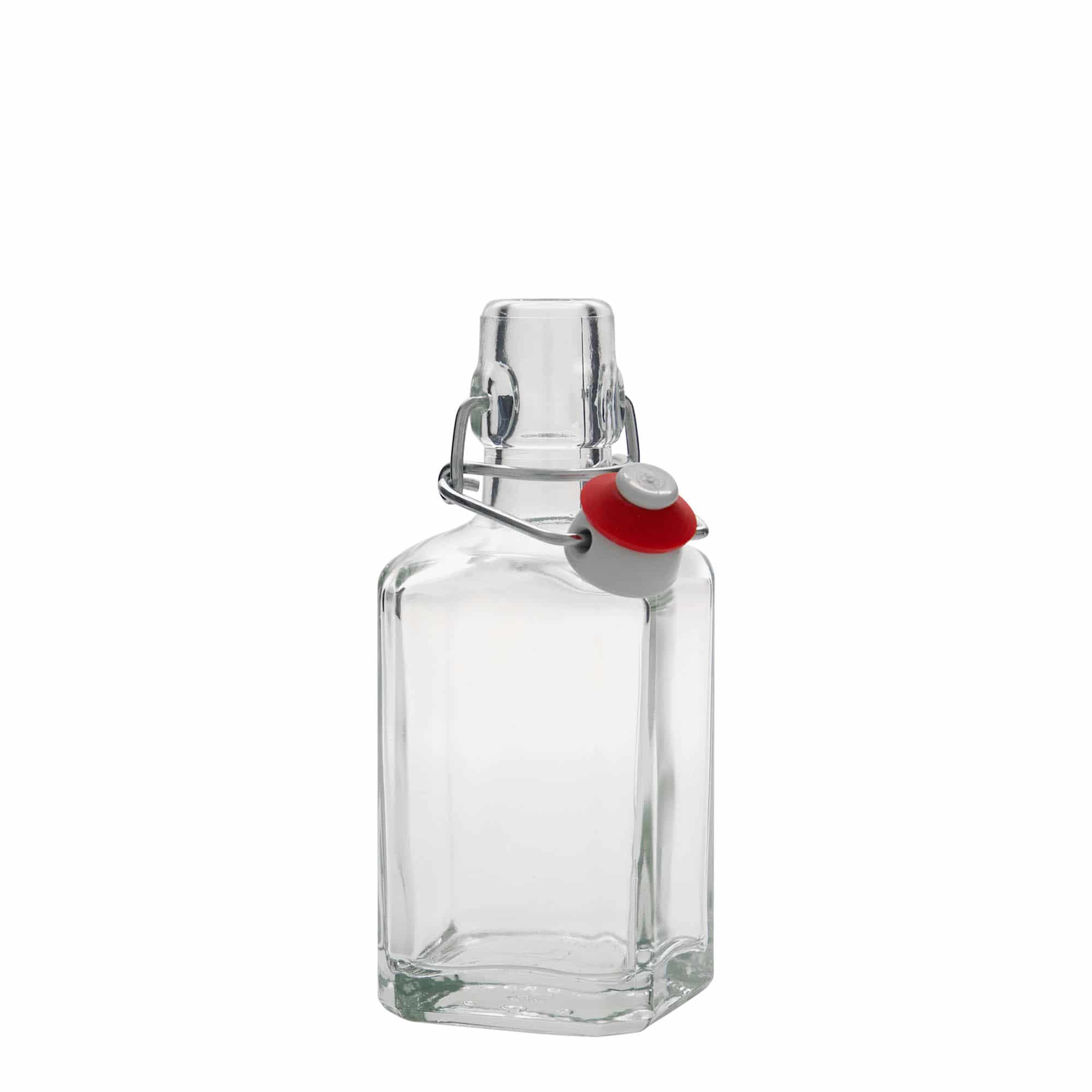 Botella de vidrio 'Rialto' de 250 ml, cuadrada, boca: tapón mecánico