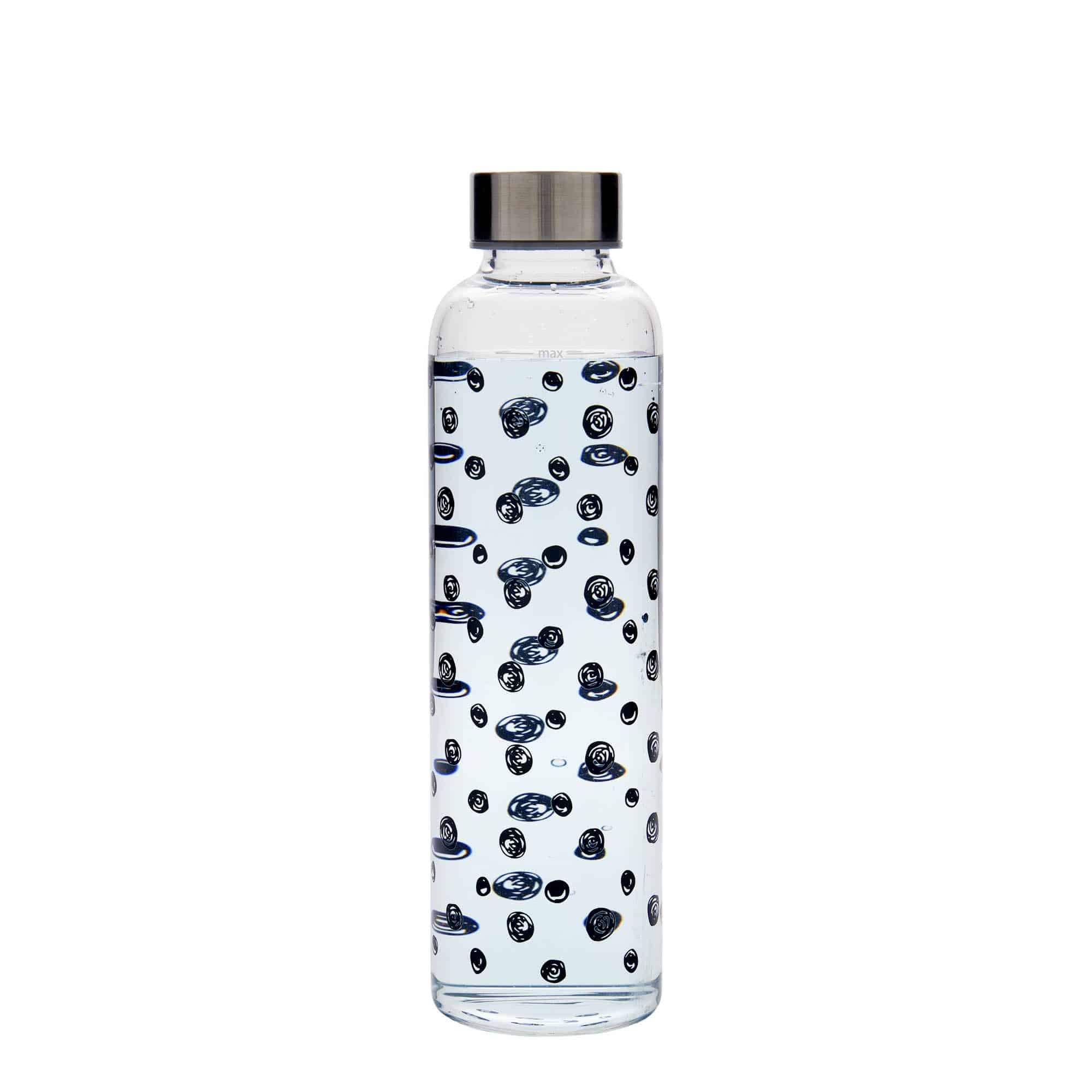 Botella de agua 'Perseus' de 500 ml, motivo: puntos negros, boca: tapón de rosca