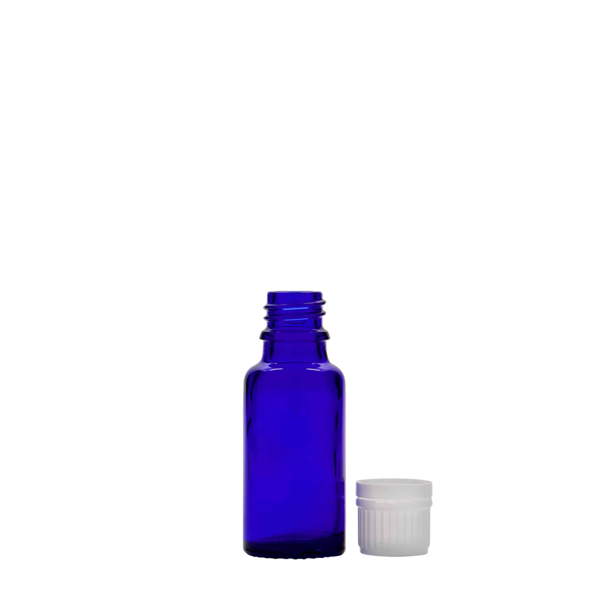 20 ml frasco medicinal, vidrio, azul real, boca: DIN 18