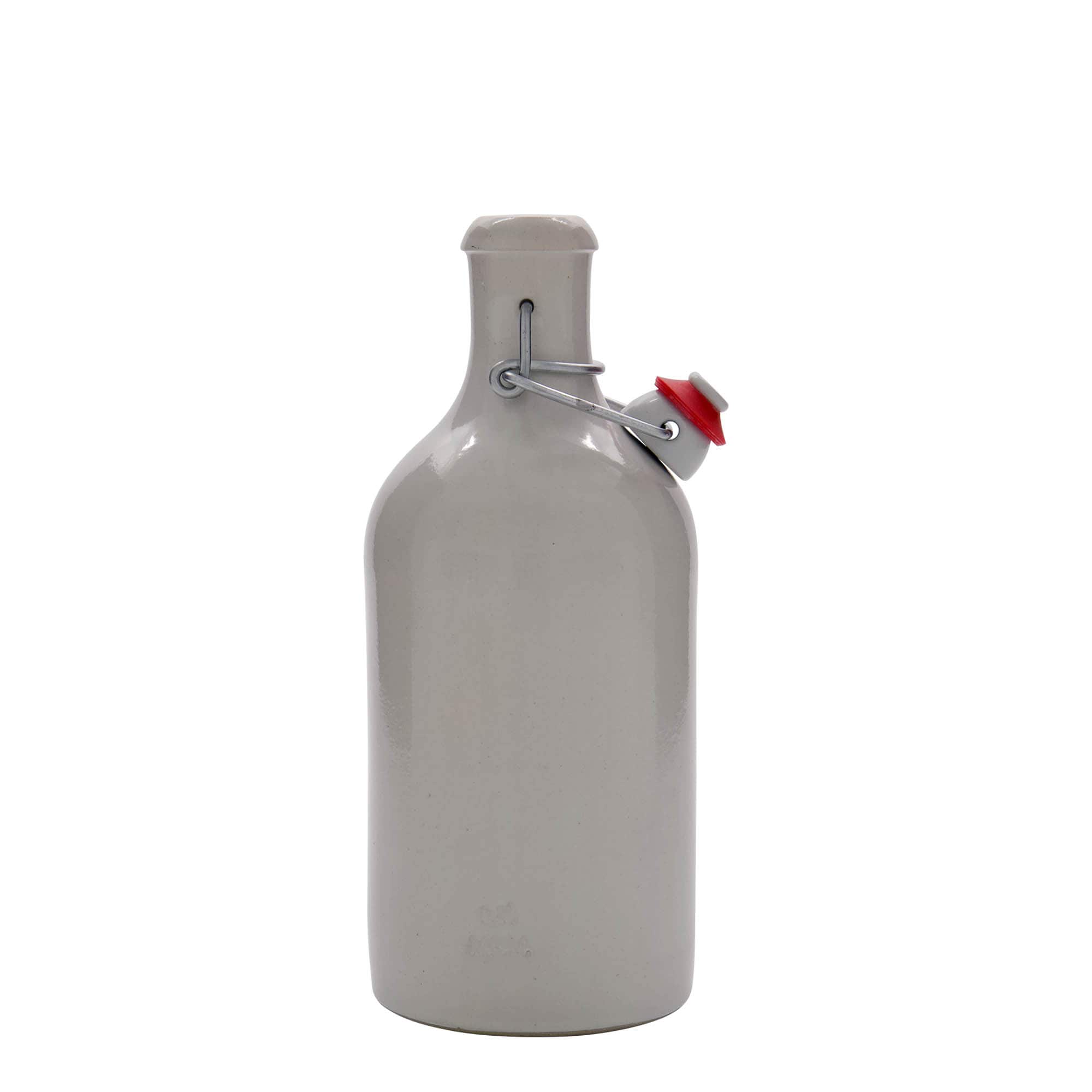 Jarra de barro de 500 ml, gres, blanca, boca: cierre de alambre