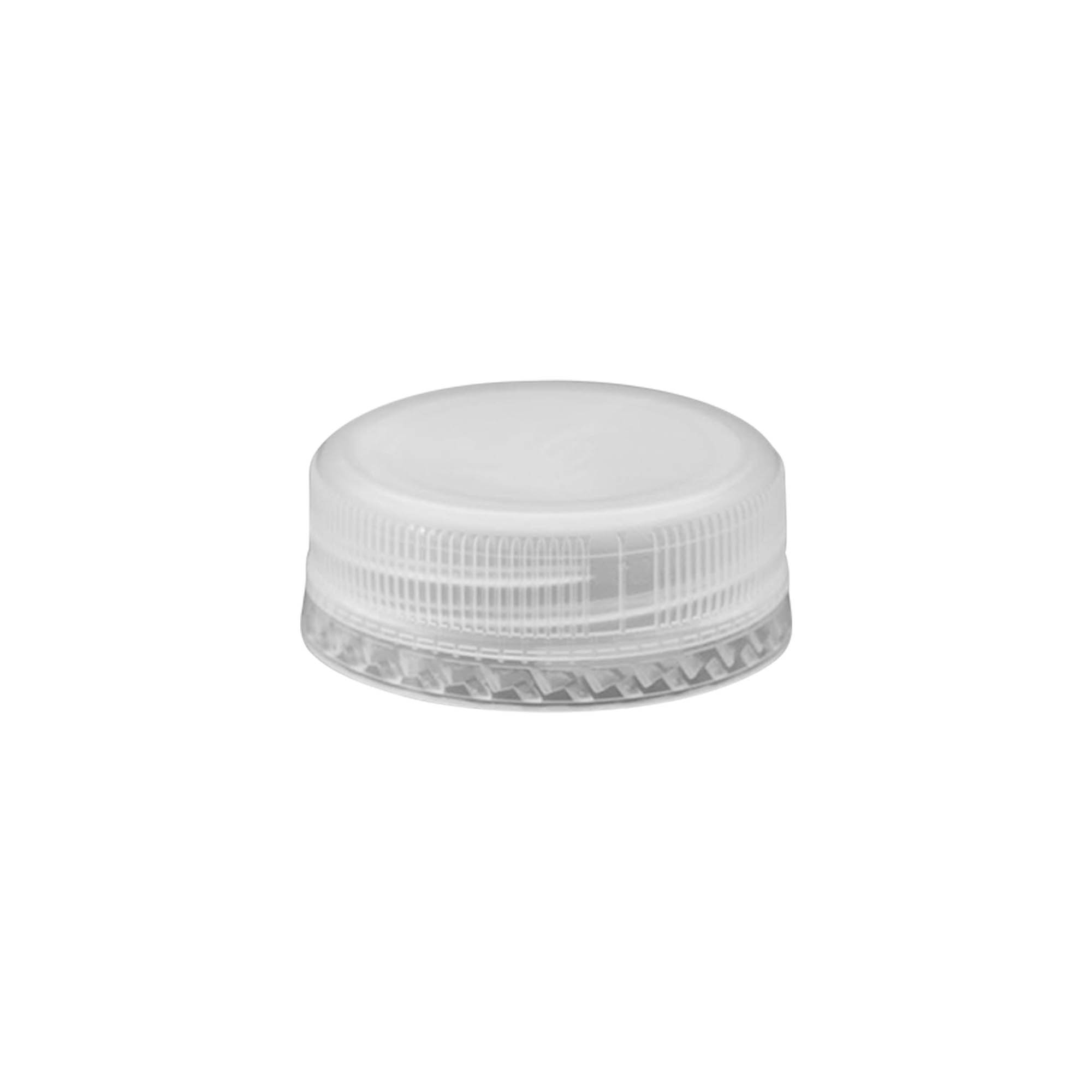 Tapa roscada con rosca doble, plástico PE, blanca, para boca: PET 38 mm