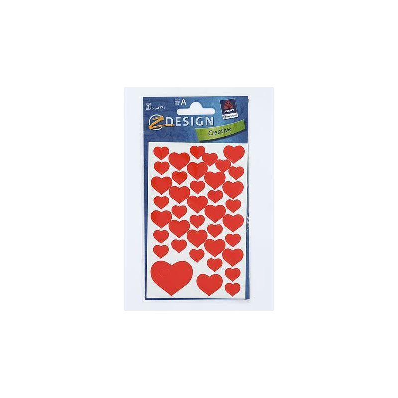 Etiquetas Zweckform 'Corazones', papel, rojo