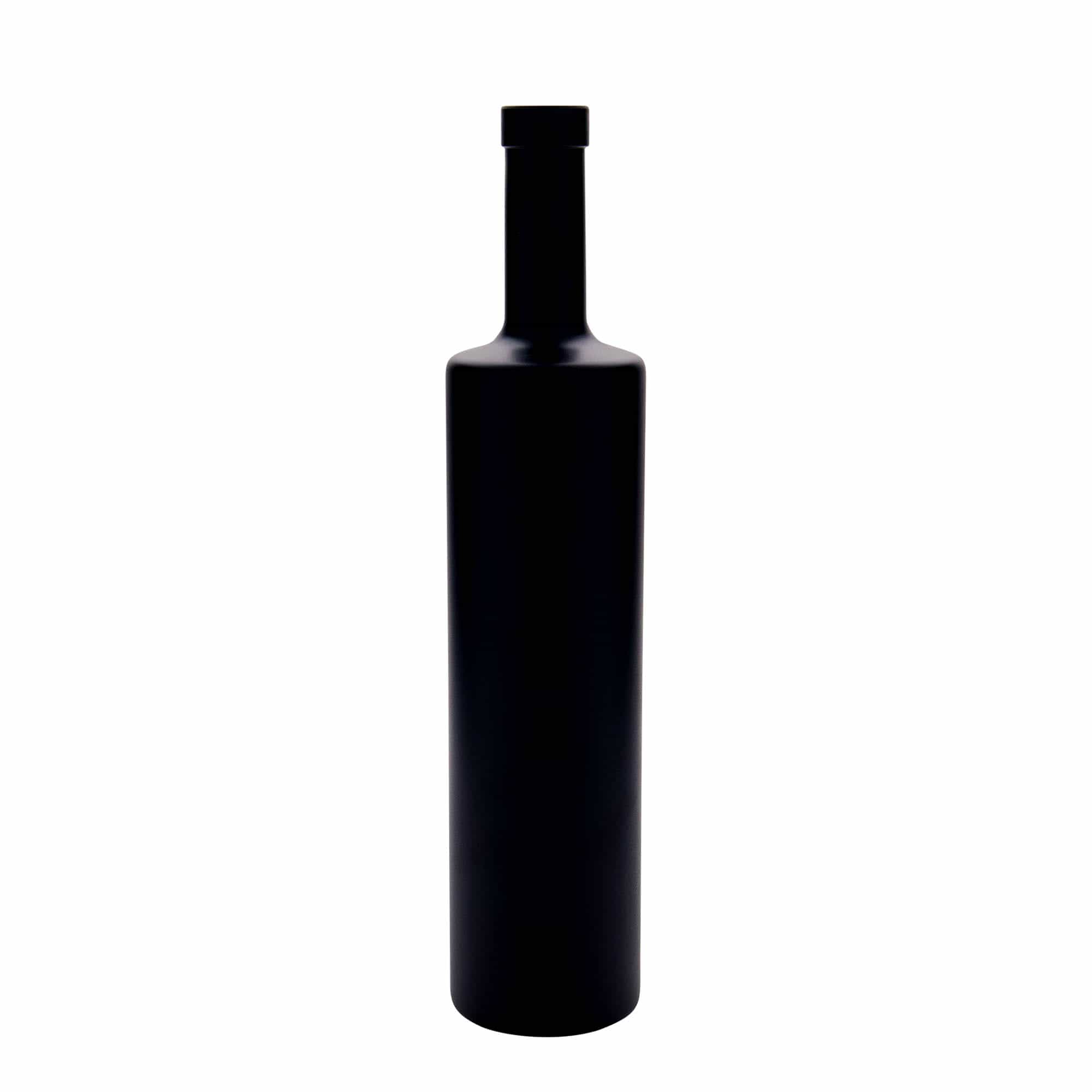 Botella de vidrio de 700 ml 'Centurio', negra, boca: corcho