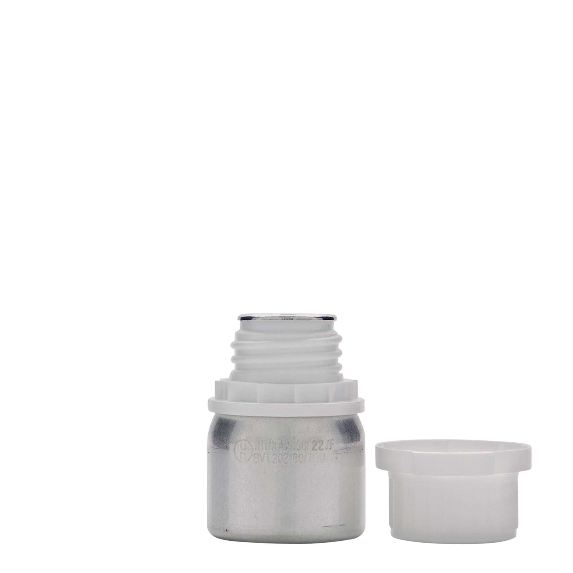 Botella de aluminio de 50 ml, metal, plateado, boca: DIN 32