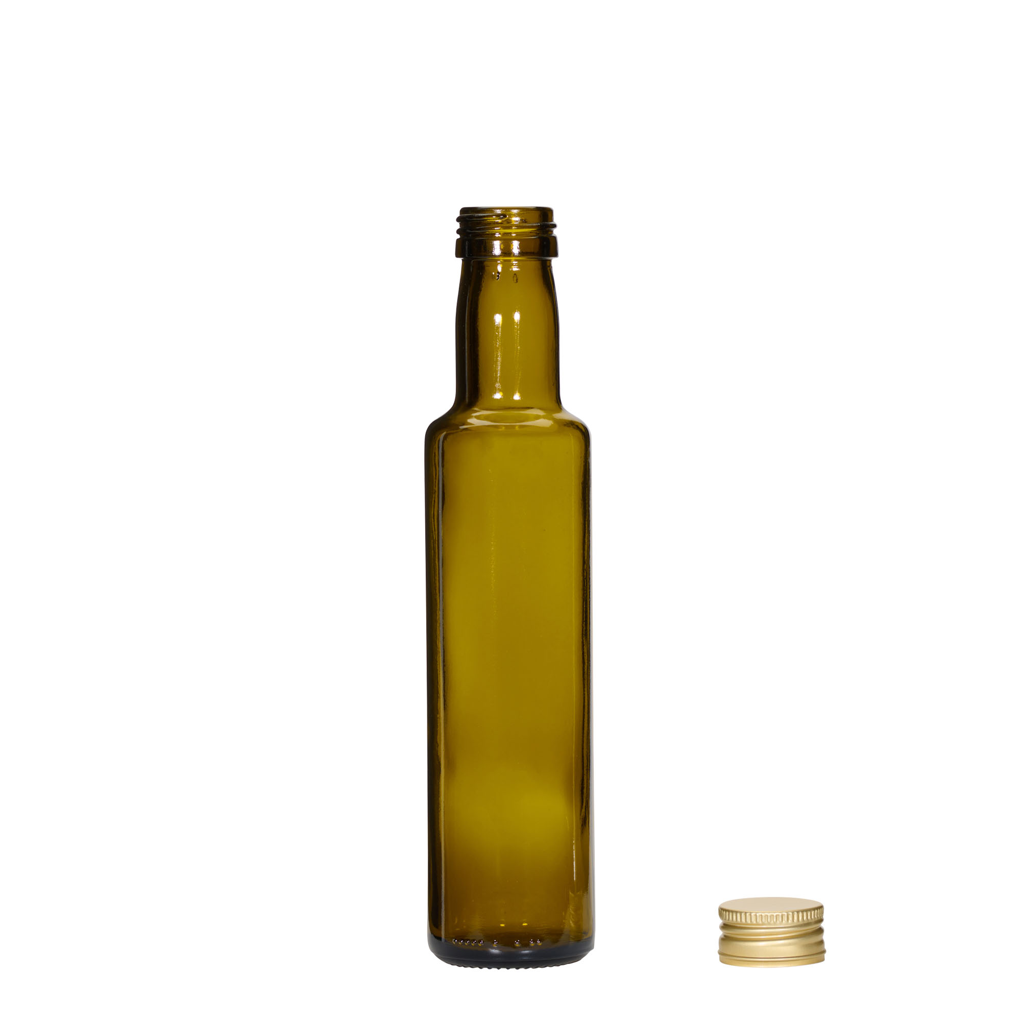 Botella de vidrio de 250 ml 'Dorica', verde antiguo, boca: PP 31,5 Botella de vidrio de 250 ml 'Dorica', verde antiguo, boca: PP 31,5