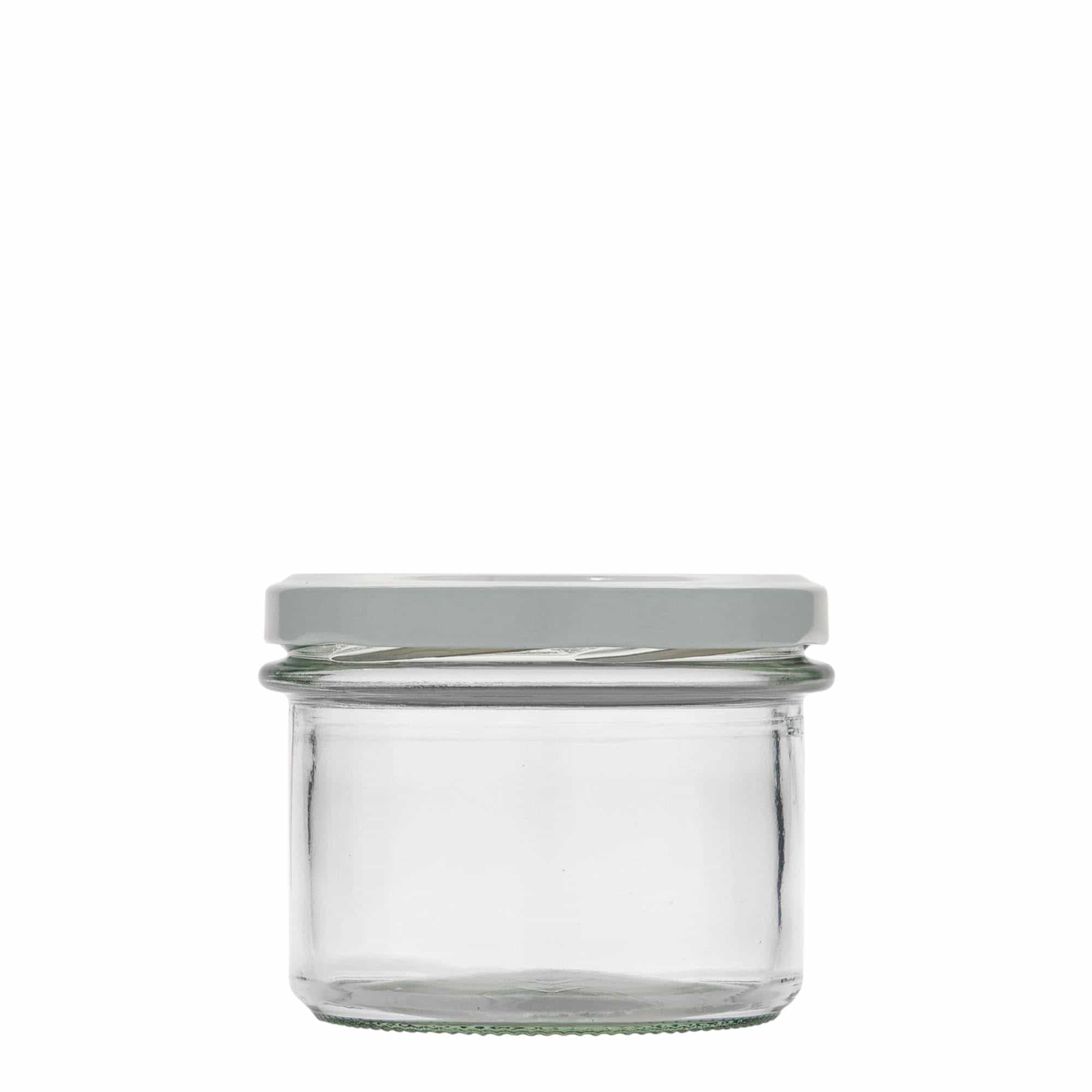 Tarro de vidrio cilíndrico de 235 ml, boca: Twist-Off (TO 82)