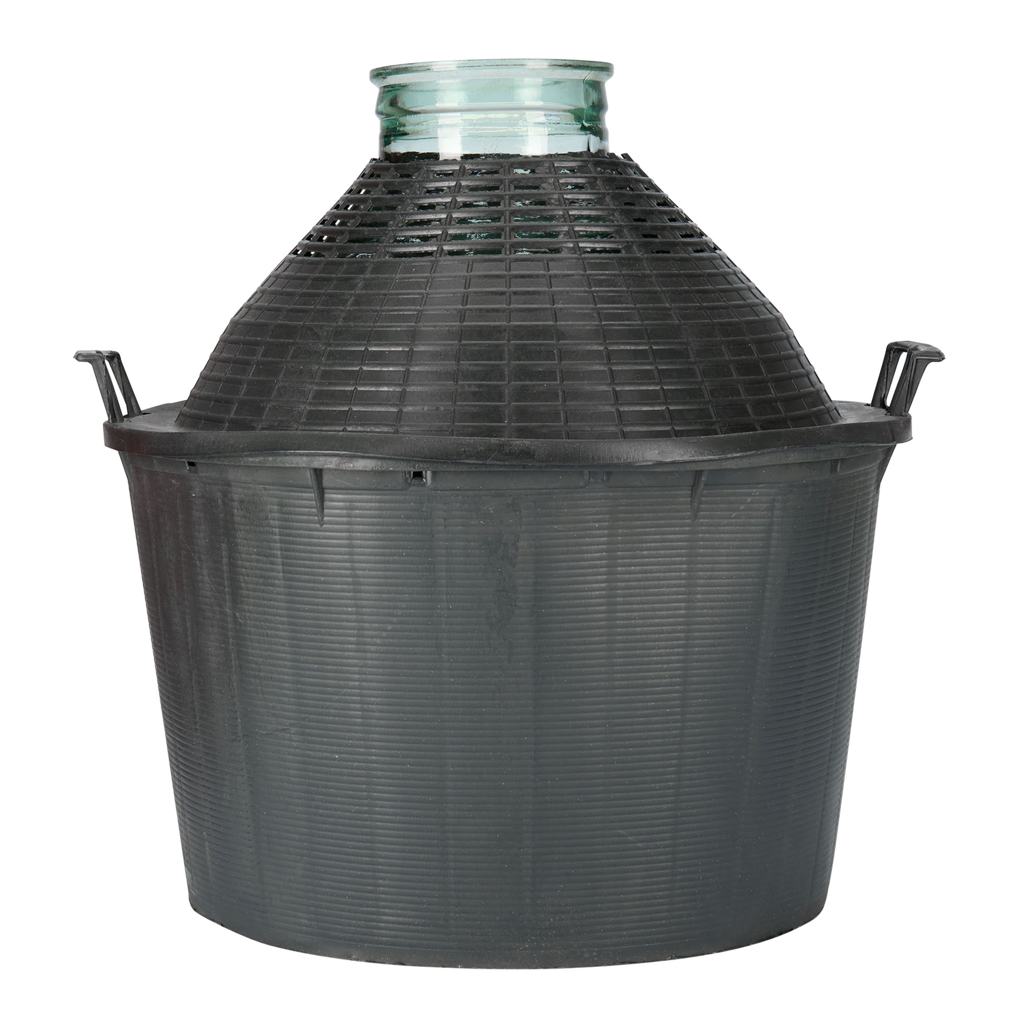 Botella de balón de 34 l, boca ancha, vidrio, boca: tapa de solapa