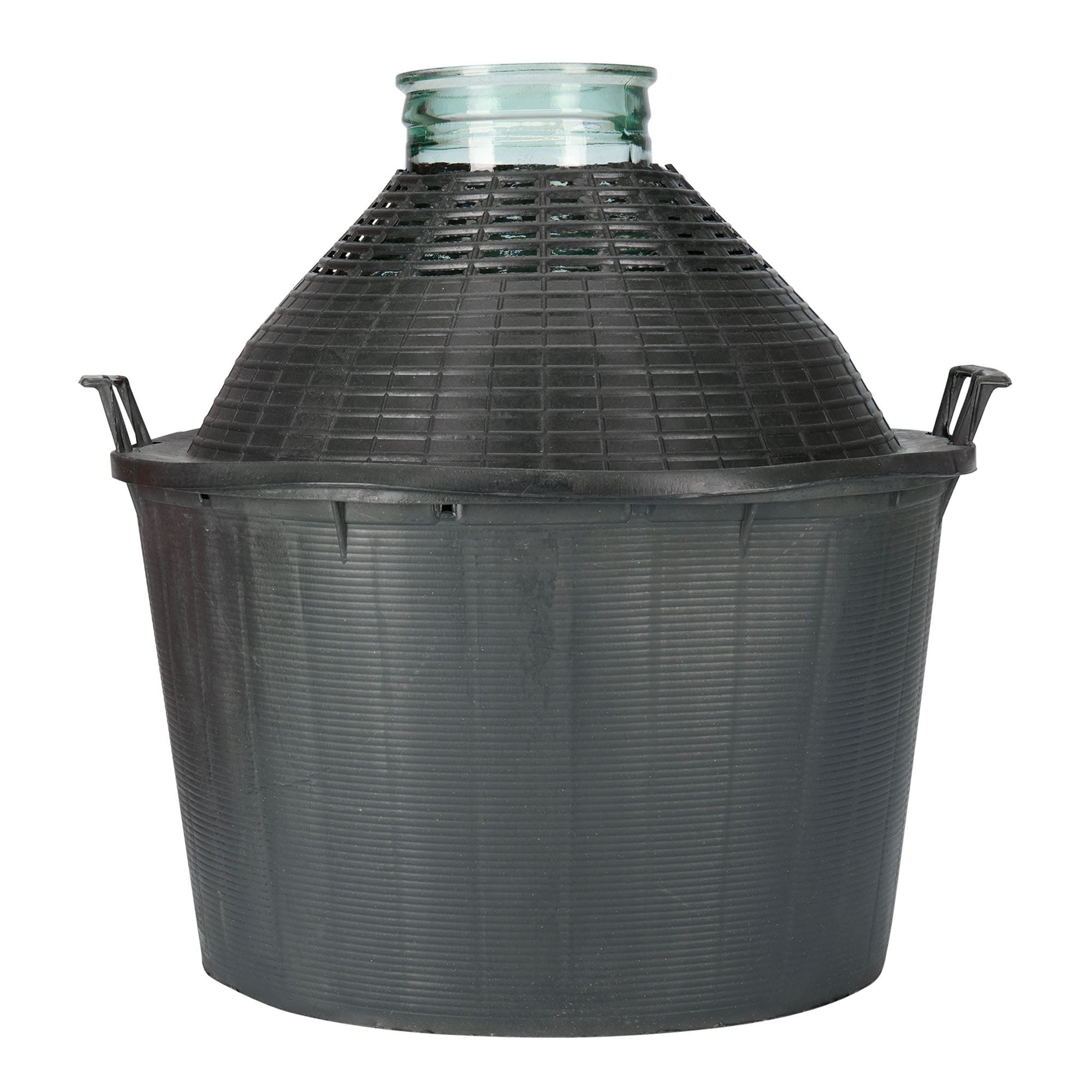 Botella de balón de 34 l, boca ancha, vidrio, boca: tapa de solapa