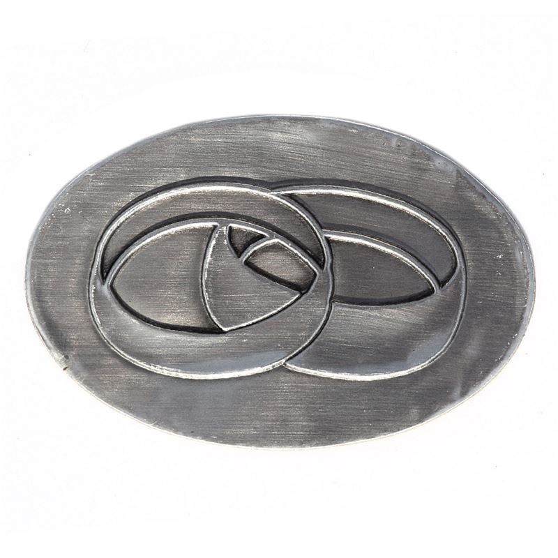 Etiqueta de estaño «Alianzas», ovalada, metal, plateado