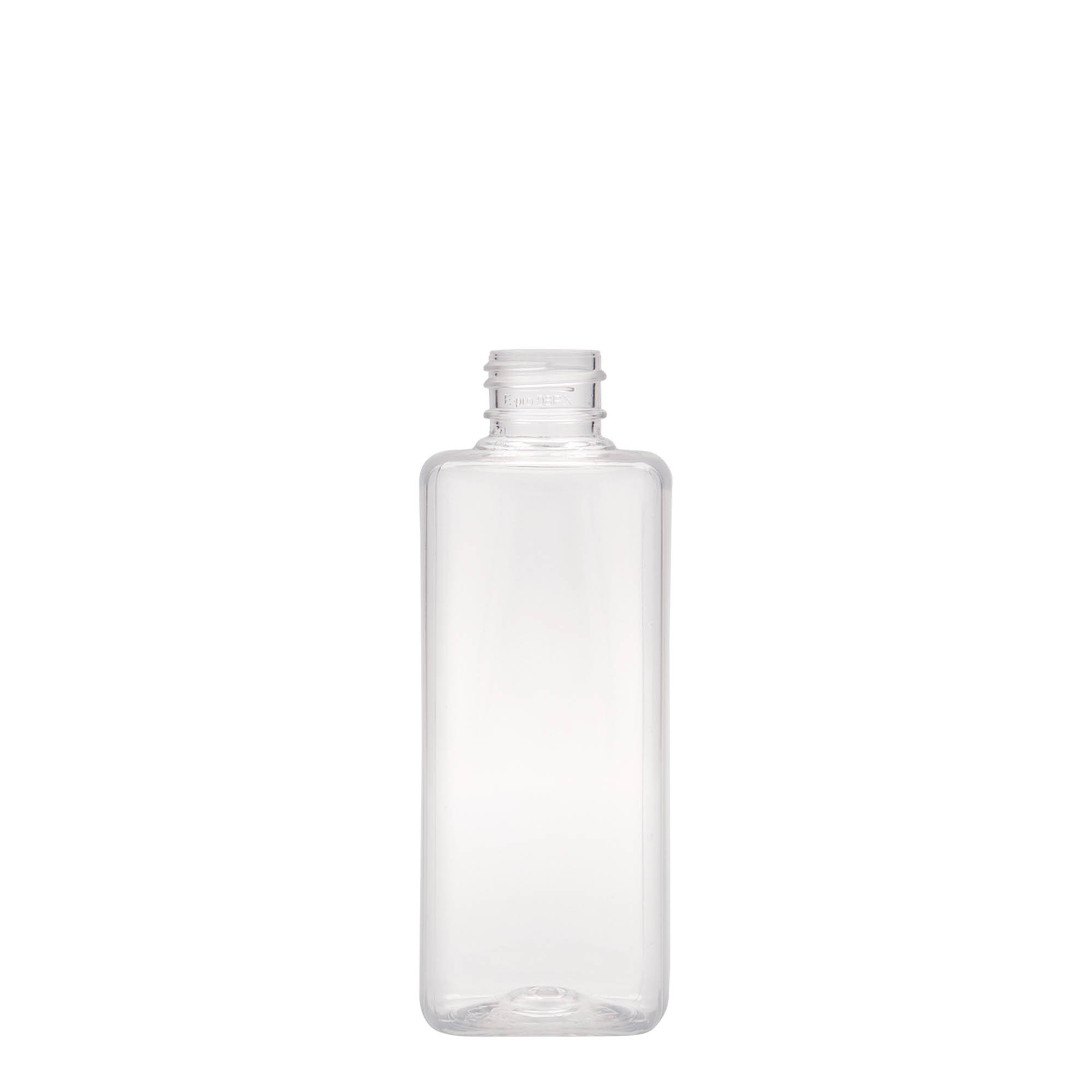 Botella de PET 'Karl' de 200 ml, cuadrada, plástico, boca: 24/410