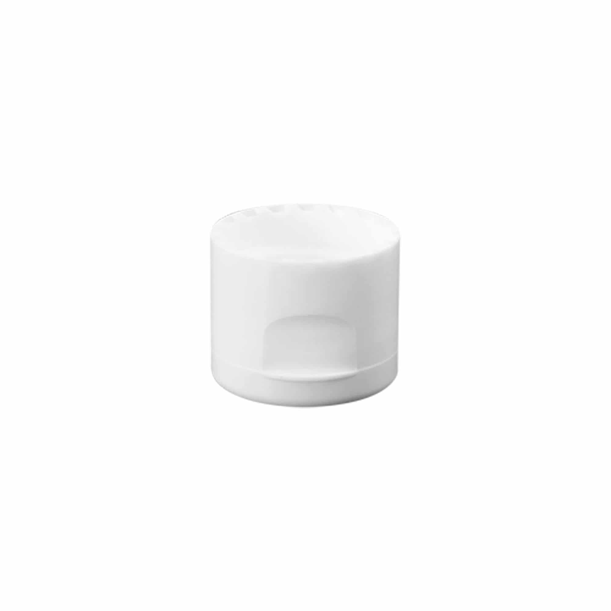 Tapón de rosca con bisagra, plástico PP blanco, para boca: 24/410